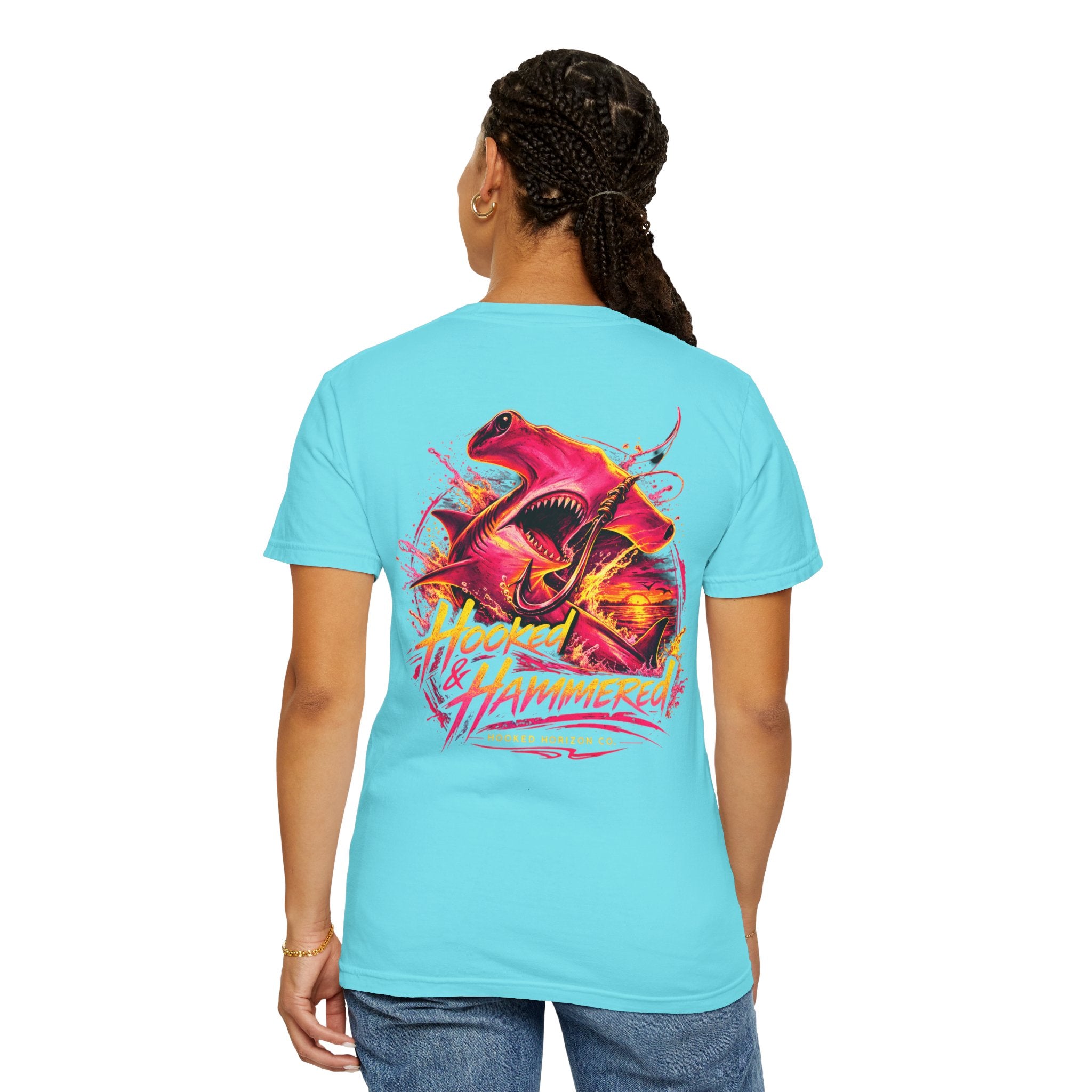 Hooked & Hammered Fishing T-shirt, Hooked Horizon Co, Angler Gifts, Shark Lovers