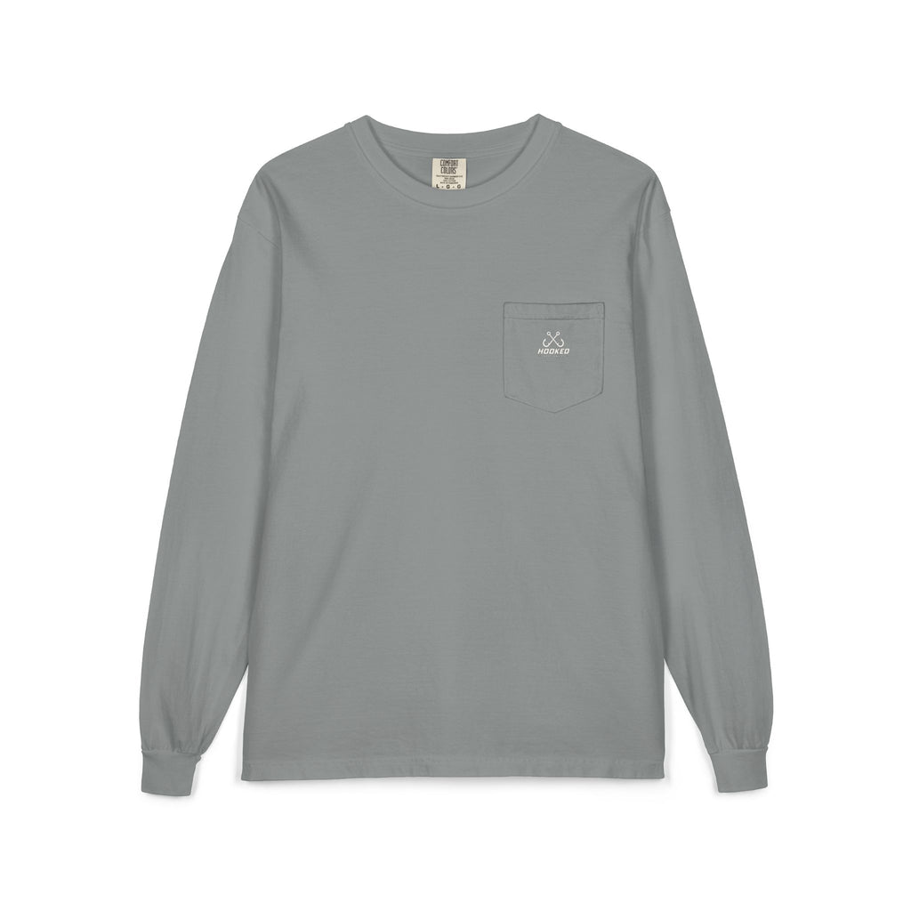 USA Manta Ray Hooked Horizon Co.  Classic Logo Unisex Long Sleeve Pocket T-Shirt