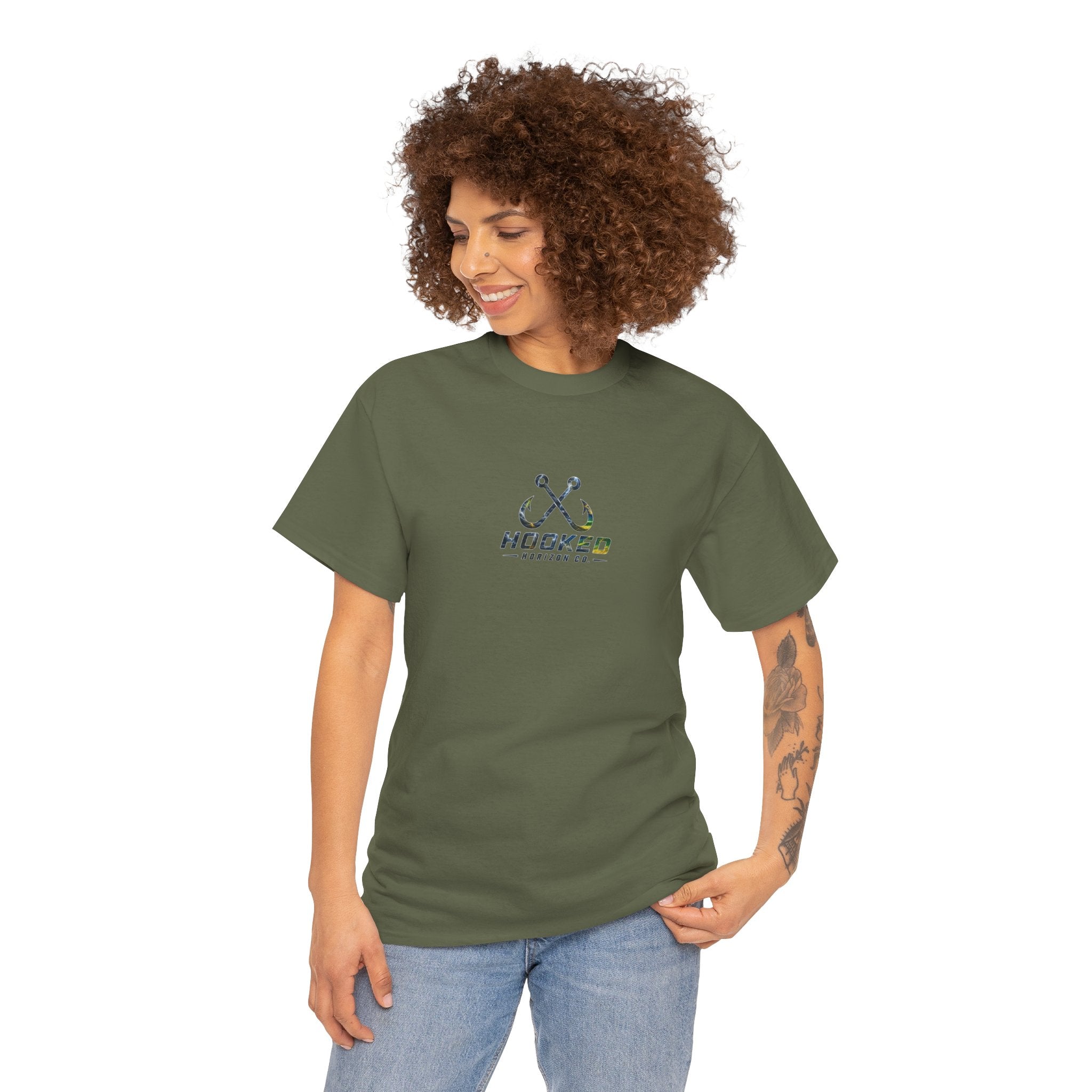 Mahi Mahi Hooked Horizon Co Tee—Ocean Graphic Tee — "Beloved" Ray Design