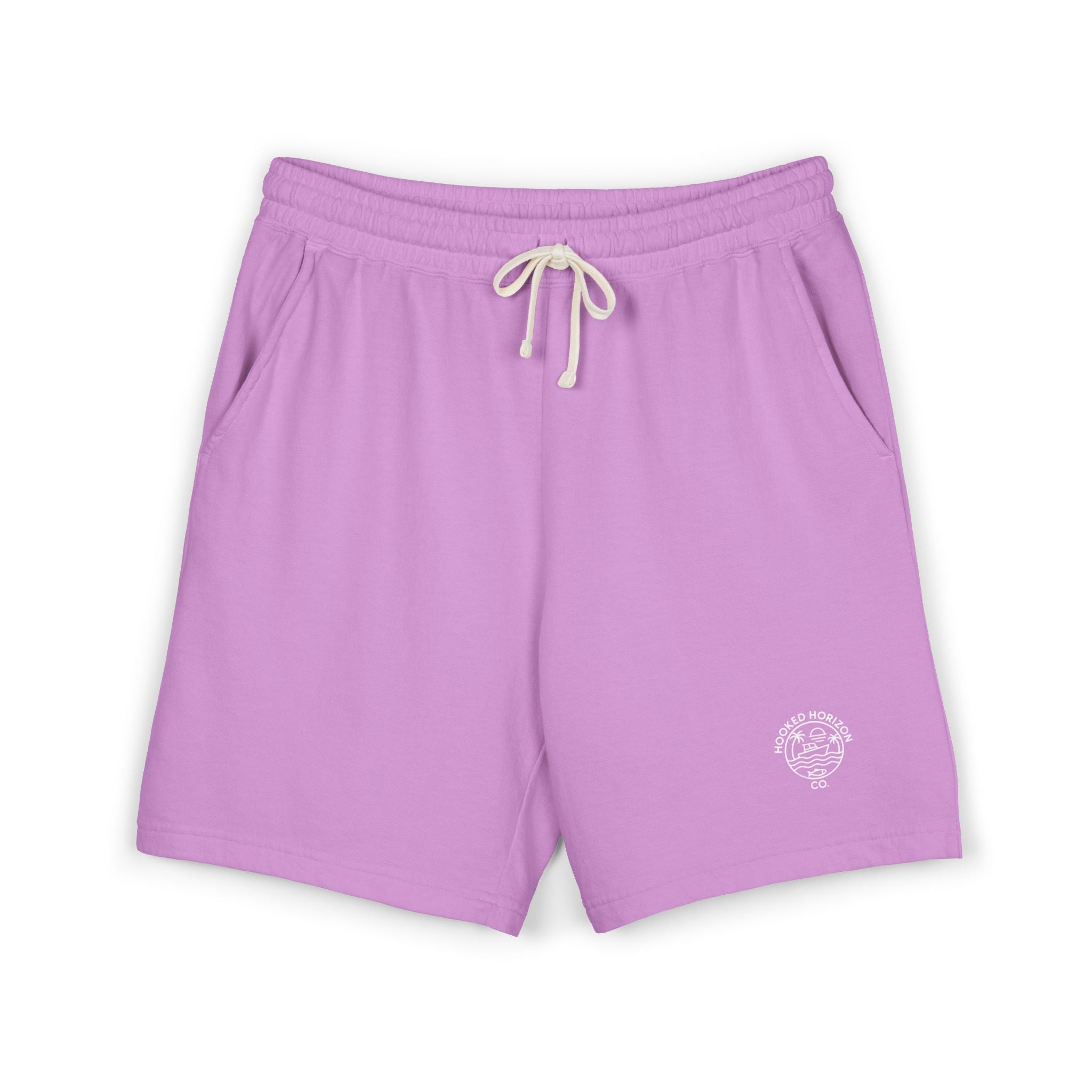Hooked Horizon Co.  80s Inspired Fleece Sweat Shorts — Lightweight Garment-Dyed Lounge Shorts
