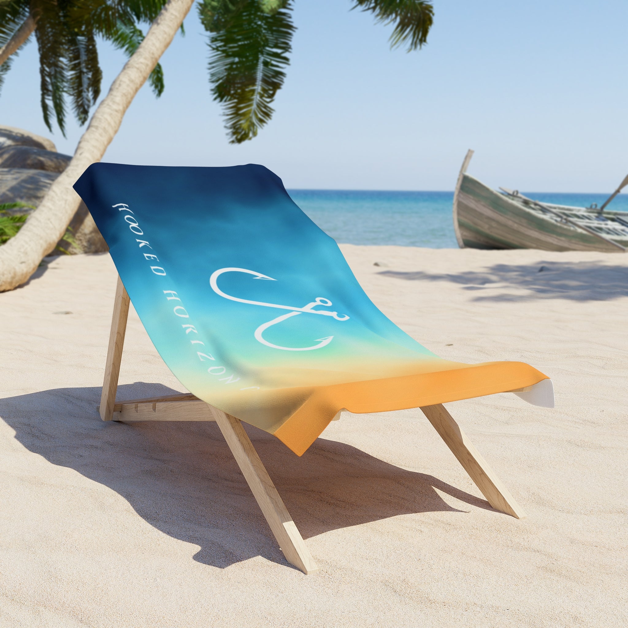 Bright Ombre Coastal Vibes– Hooked Horizon Co.  Beach Towel - Perfect for Summer, Pool Days, Camping, Beach Parties, Vacation Fun