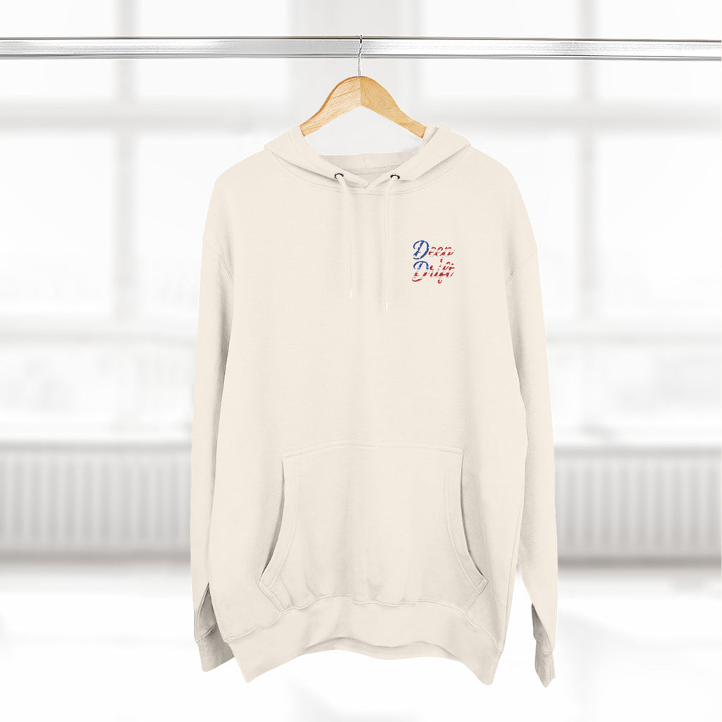 USA Deep Drift — Hooked Horizon Co. Neon Fishing Hoodie – "Chase the Horizon, Hook the Legend" Graphic