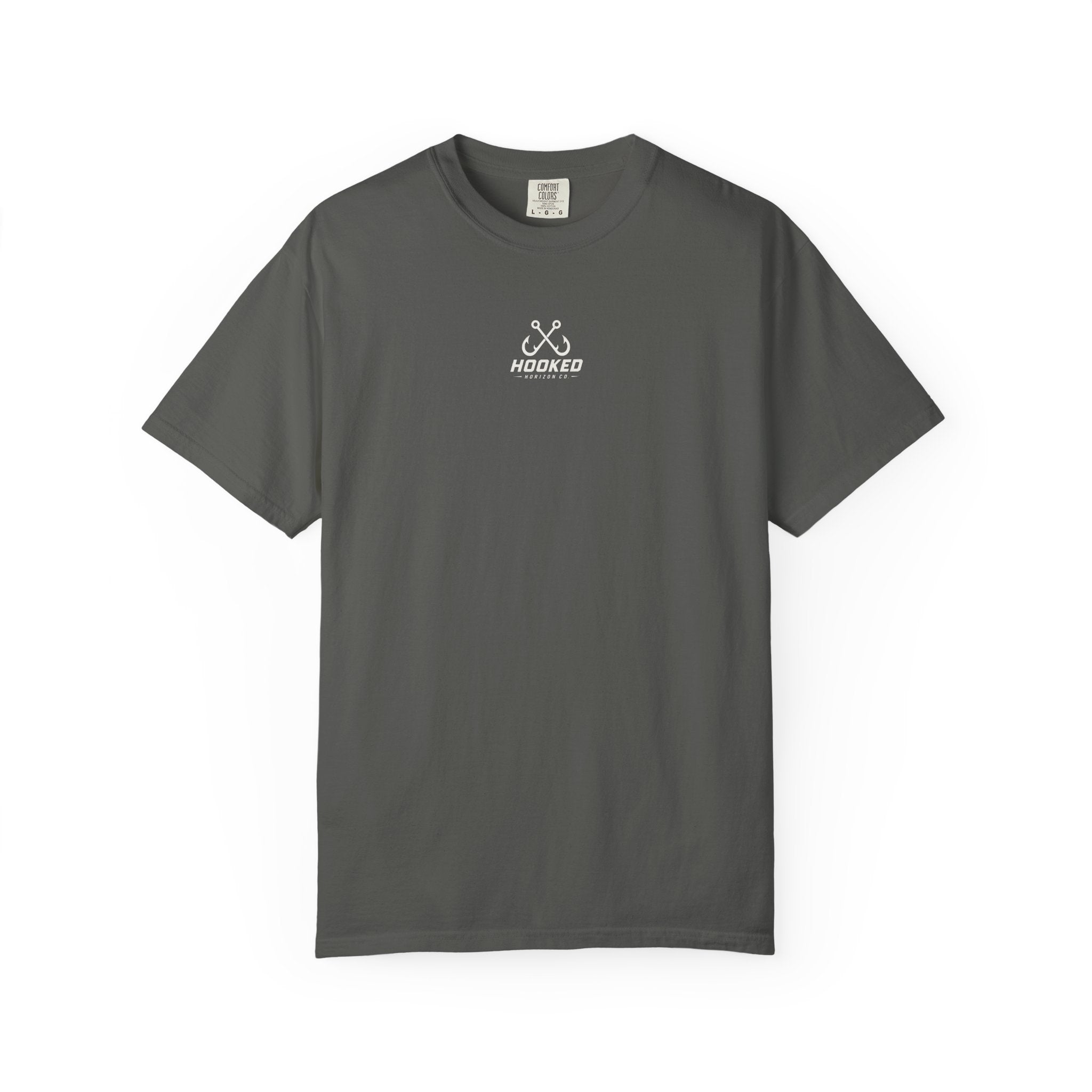 USA Shark Flag T-Shirt — "Hooked Horizon Co." American Fishing Graphic Tee