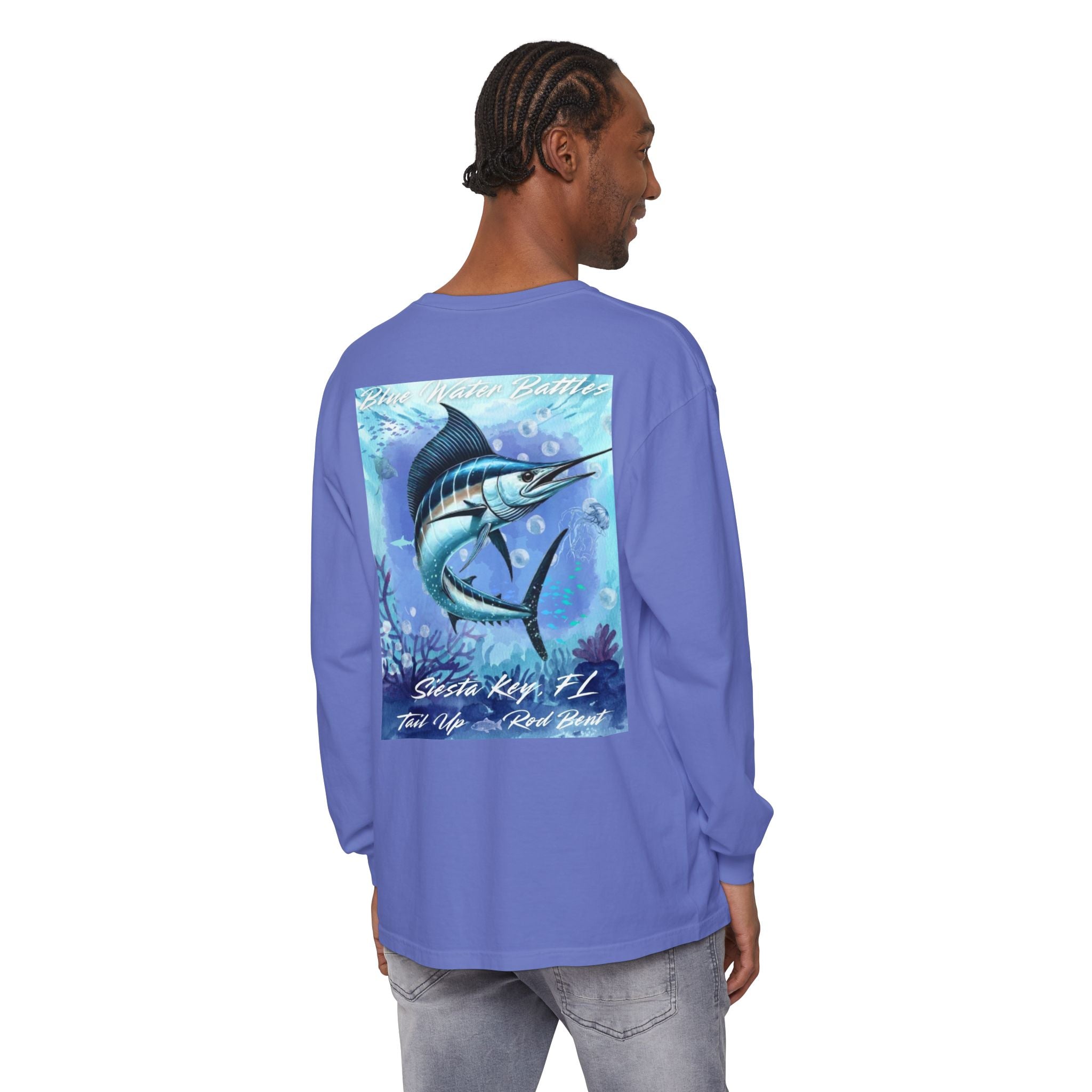Marlin Fishing Long Sleeve T-Shirt, Ocean Adventure Apparel, Boat Trip Shirt, Coastal Style, Gift for Fishermen