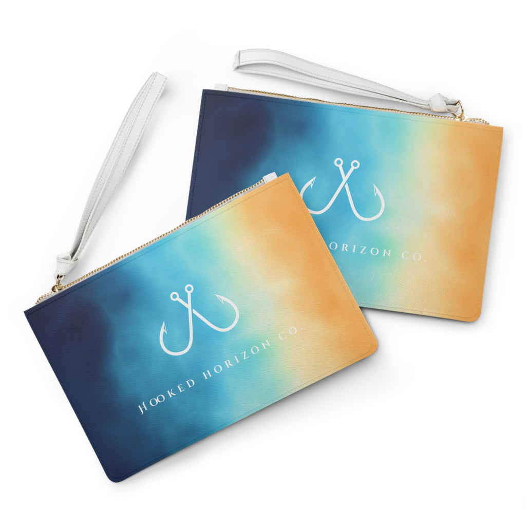 Bright Ombre Coastal Vibes Clutch Bag - Beach Accessory, Summer Essentials, Tote Organizer, Nautical Gift, Aqua Handbag