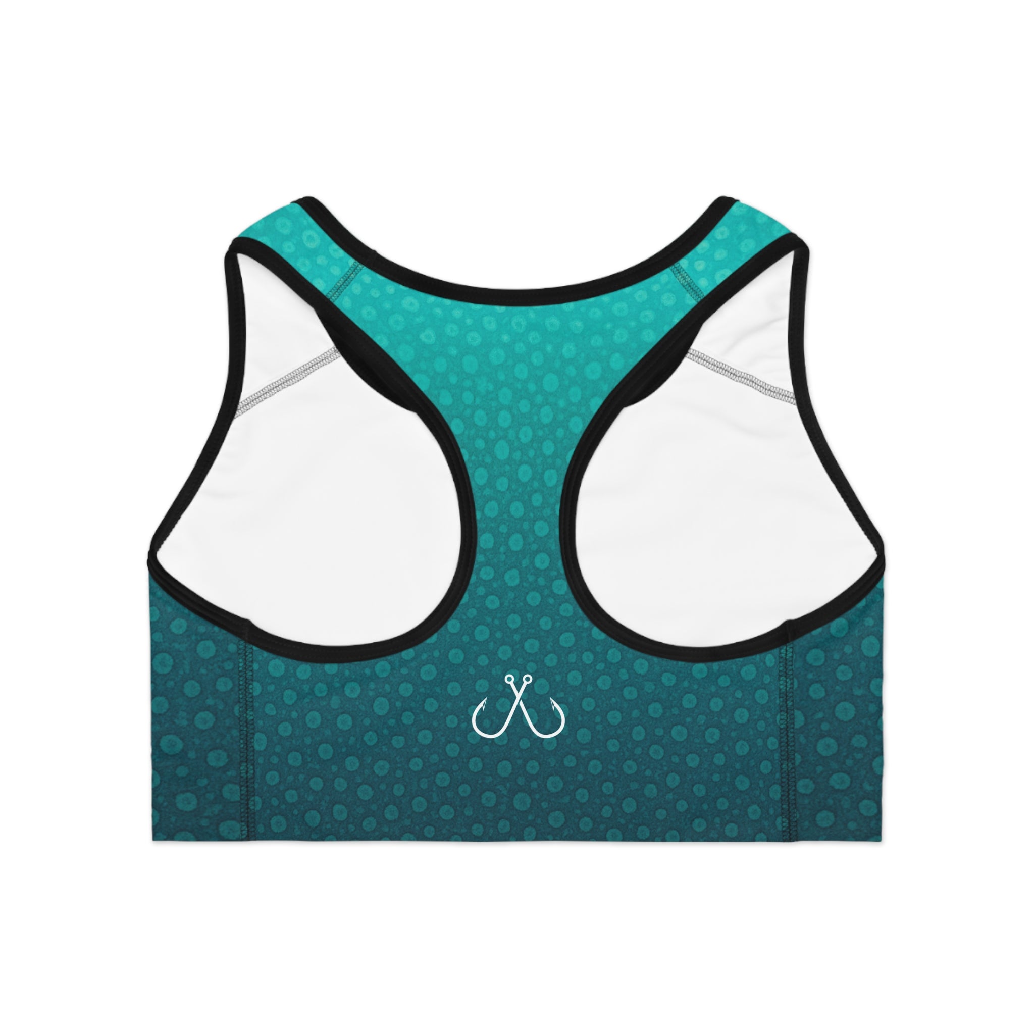 Teal Spotted Deep Drift Hooked Horizon Co. Stylish Sports Bra for Active Women, Workout Top, Gym Essential, Fitness Apparel, Athleisure Wear, Yoga Gear