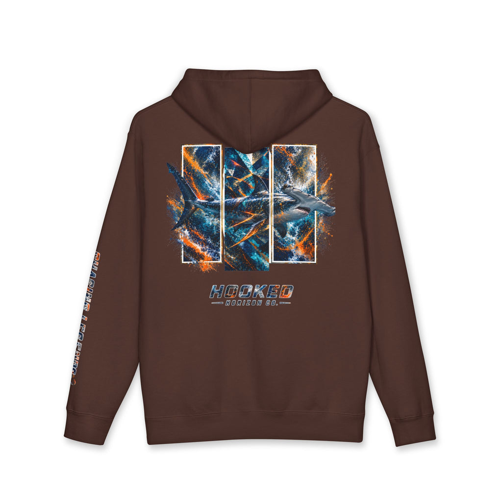 Hammer Head Hoodie Hooked Horizon Co. — Fishing Back Graphic Hoodie, Multiple Color Variations
