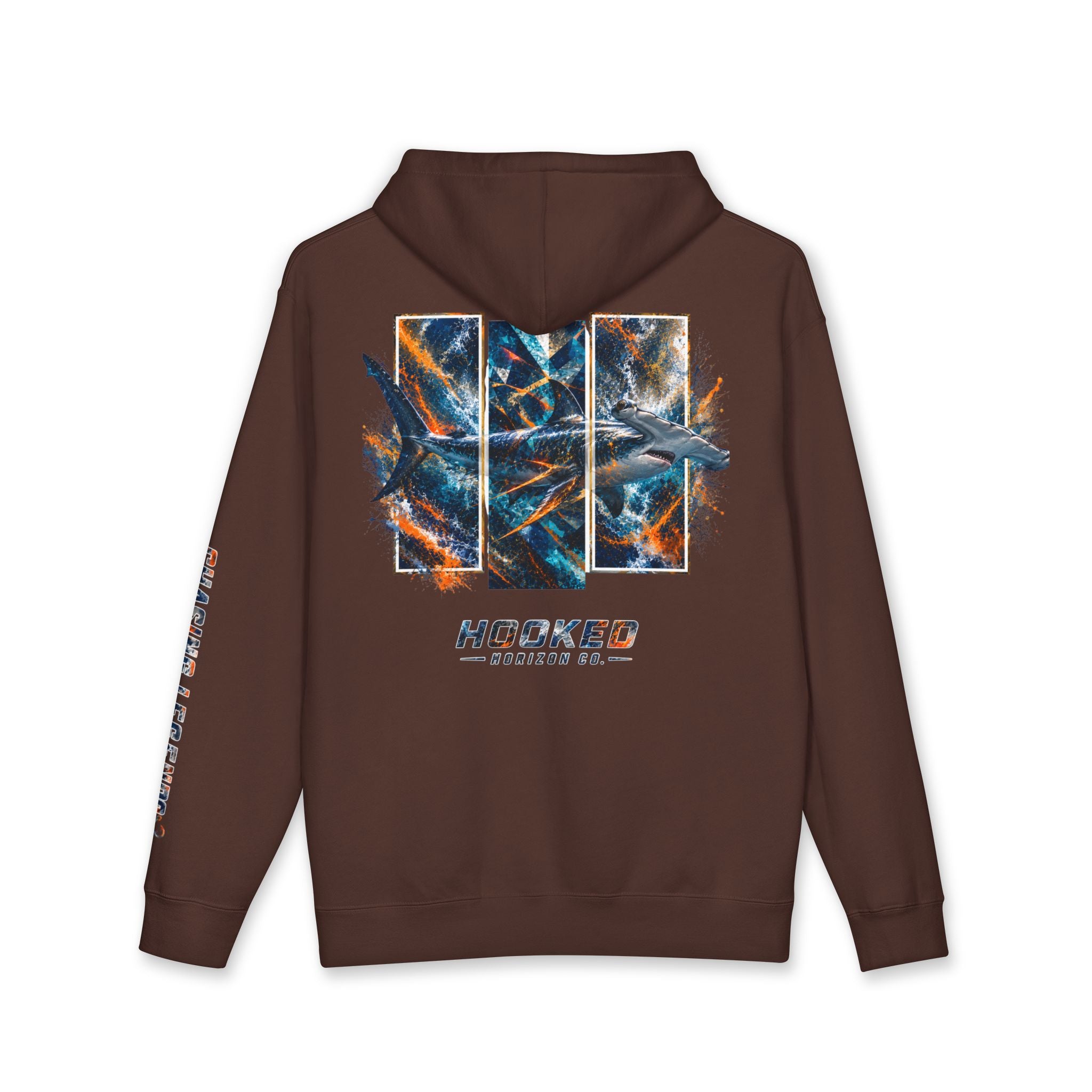 Hammer Head Hoodie Hooked Horizon Co. — Fishing Back Graphic Hoodie, Multiple Color Variations
