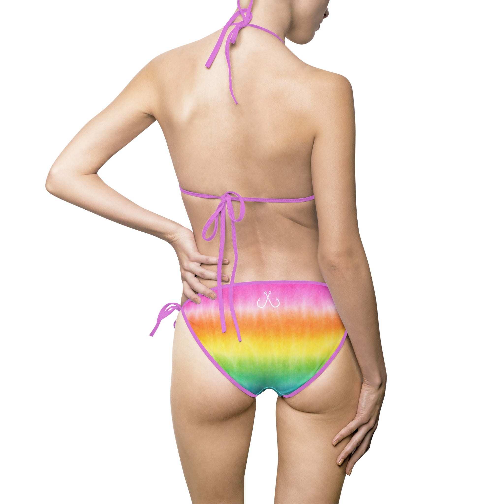 Rainbow Tie-Dye Bikini –  Hooked Horizon Co. Swimsuit, Summer Beachwear, Swimwear for Vacations, Pool Parties, Tropical Getaways, Custom Strap Colors – Multiple Variations
