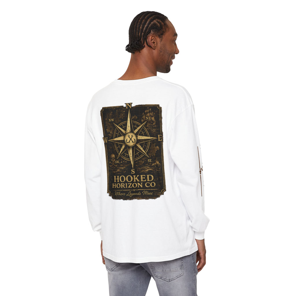 Compass Long Sleeve T-Shirt, Ocean Adventure Apparel, Boat Trip Shirt, Coastal Style, Gift for Fishermen