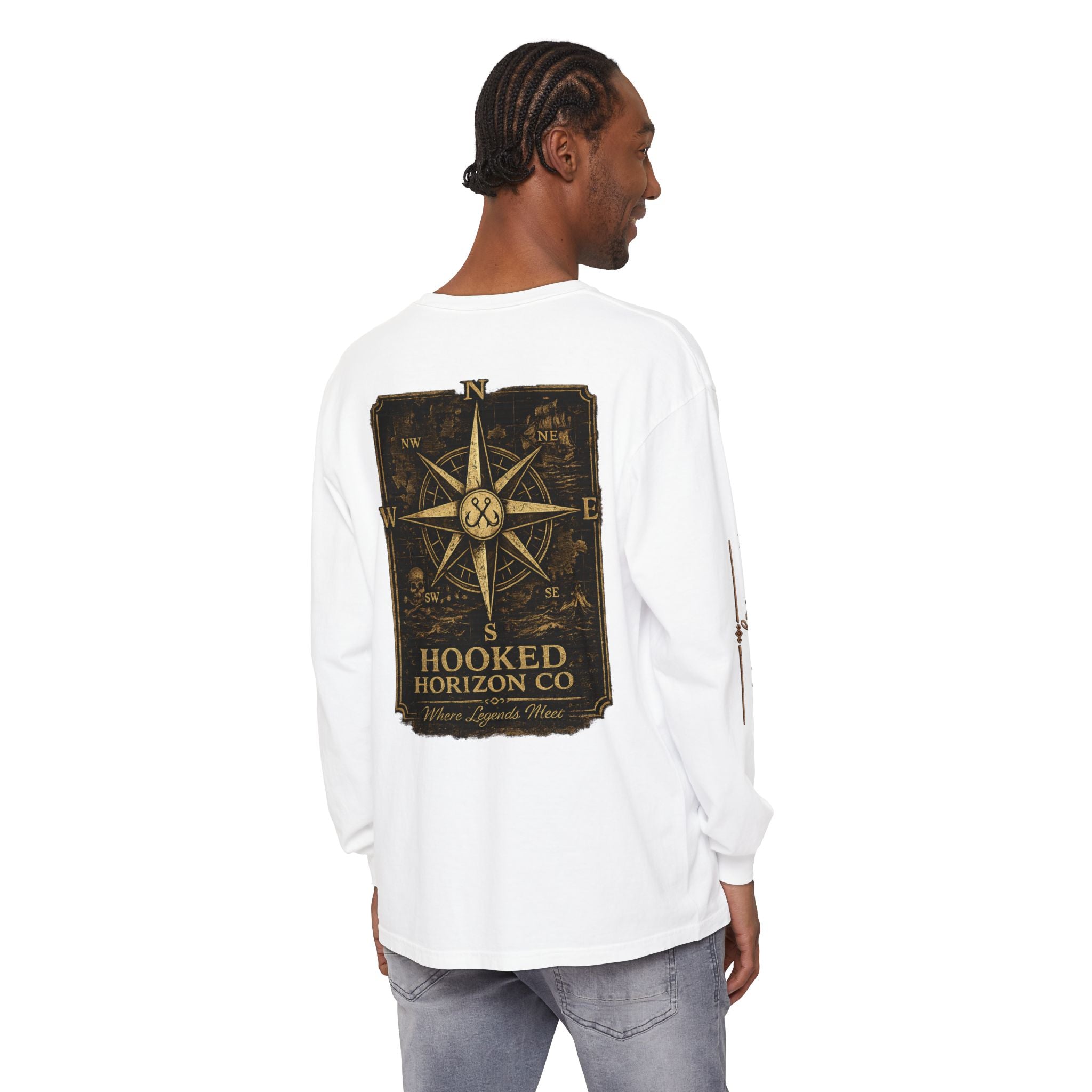 Compass Long Sleeve T-Shirt, Ocean Adventure Apparel, Boat Trip Shirt, Coastal Style, Gift for Fishermen
