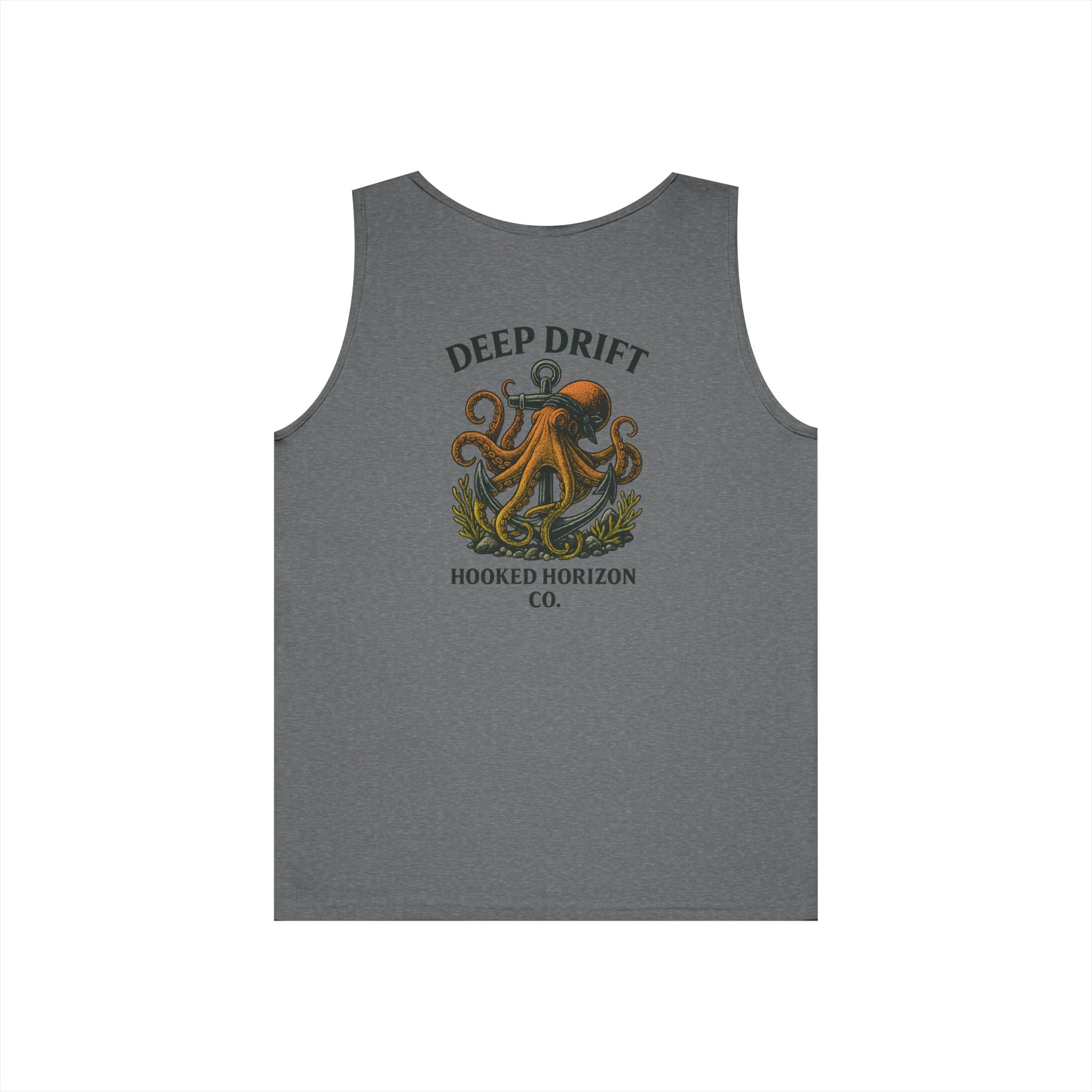 Dark Orange Deep Drift Octopus Graphic Tank Top, Summer Beach Wear, Unisex Tank, Gift for Ocean Lovers, Nautical Tees, Camping Apparel