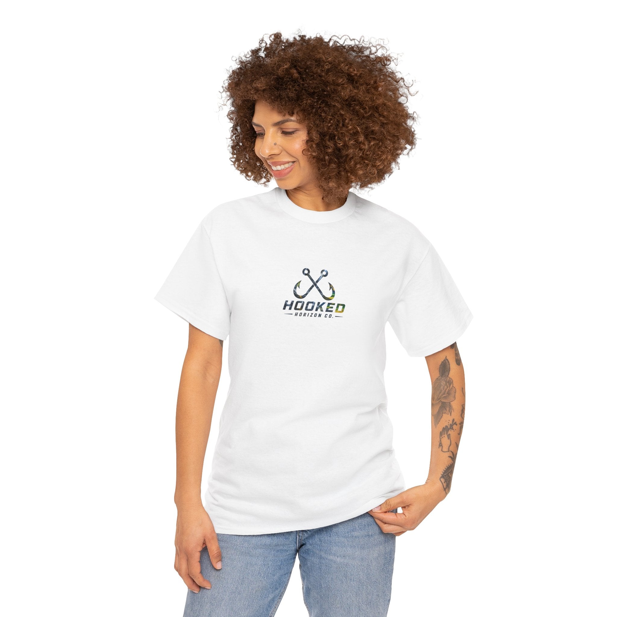 Mahi Mahi Hooked Horizon Co Tee—Ocean Graphic Tee — "Beloved" Ray Design