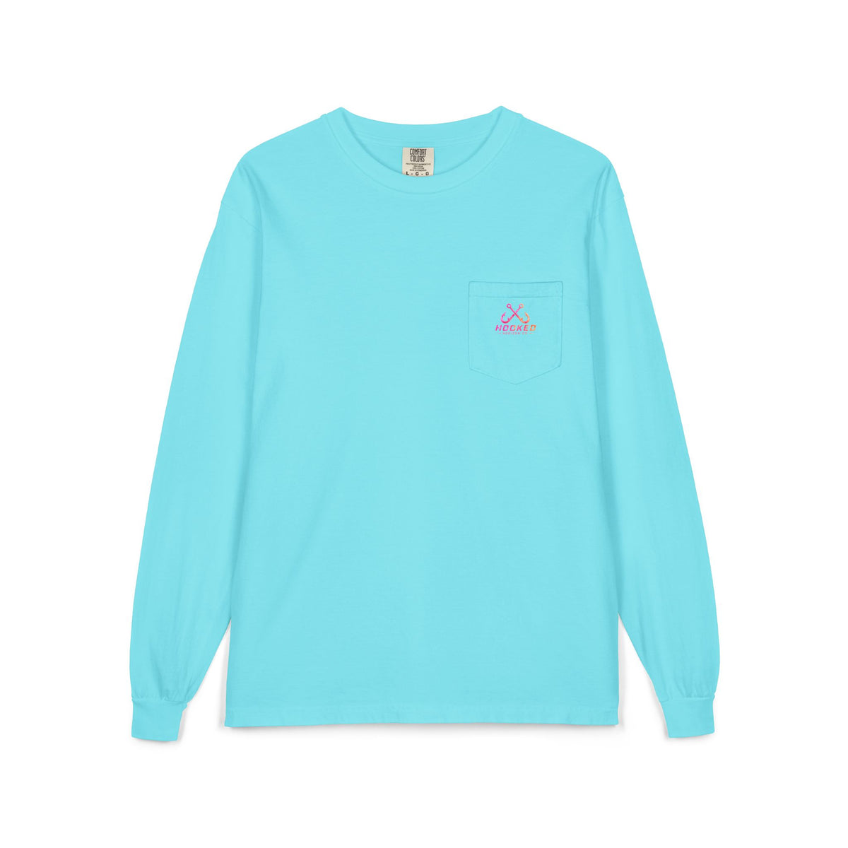 Hot Pink & Peach Hooked Horizon Co. — Classic Logo Unisex Long Sleeve Pocket T-Shirt