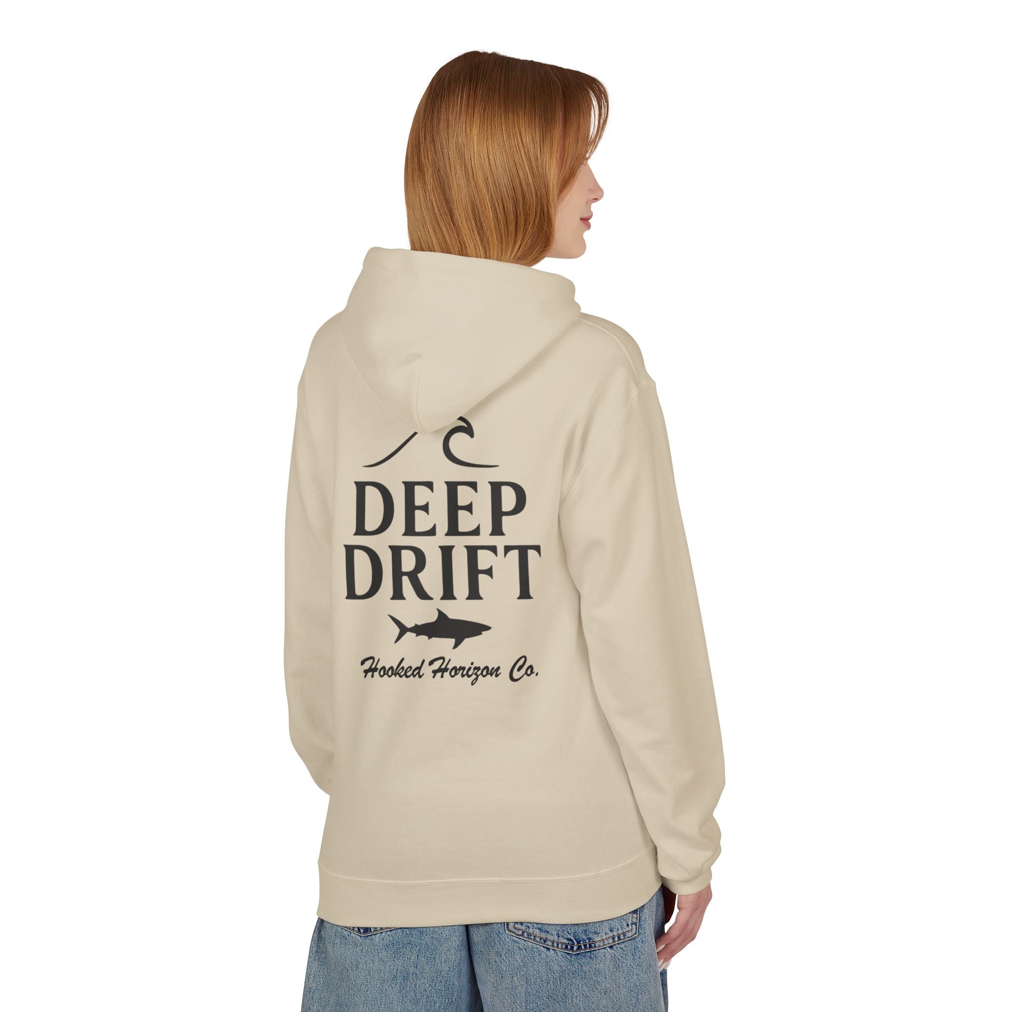 Deep Drift Wave & Shark Fishing Hoodie — Hooked Horizon Co. Pullover, Multiple Color Variations