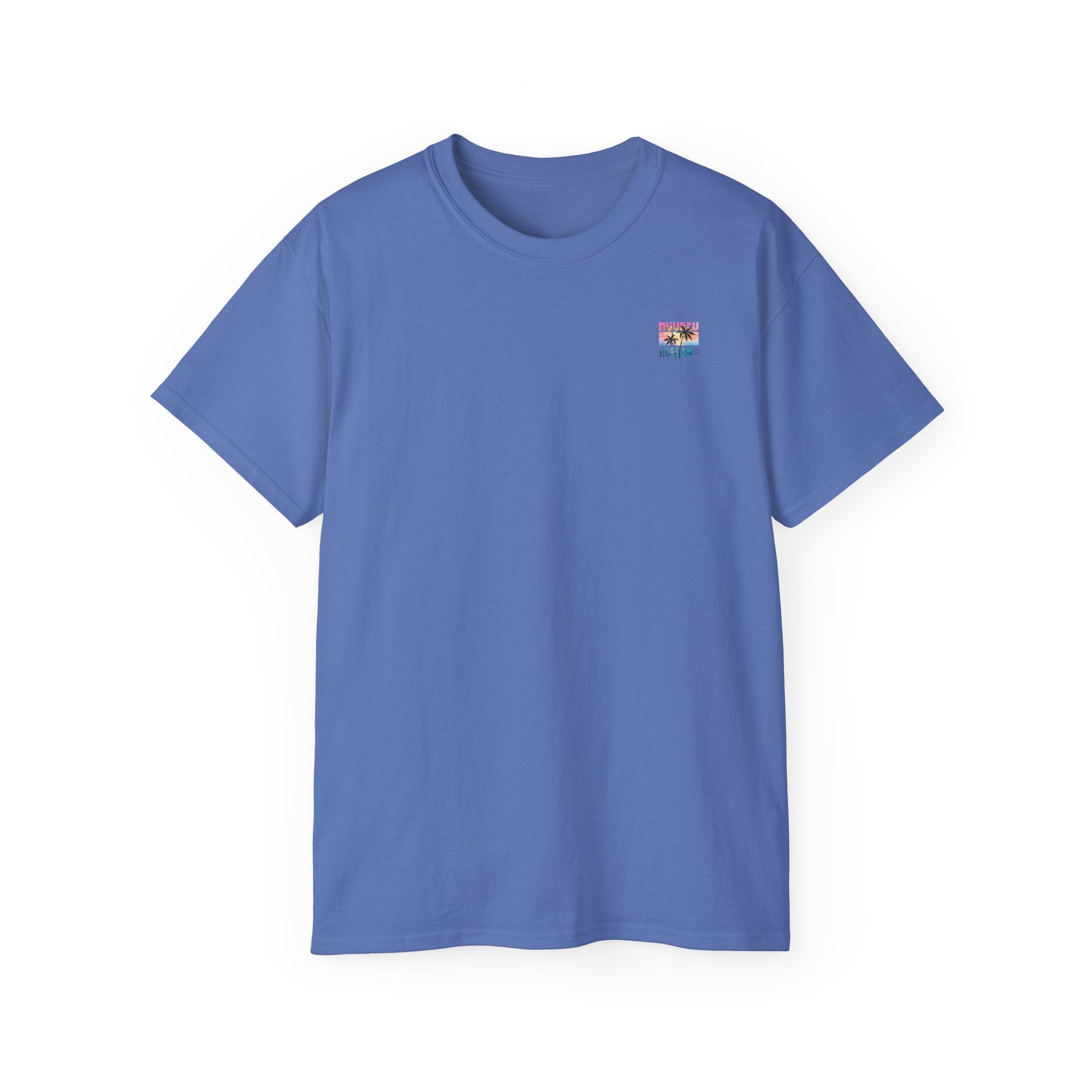 Sunset & Palm Tree T-Shirt — "Hooked" Boat & Horizon Graphic Tee, Multiple Color Variations