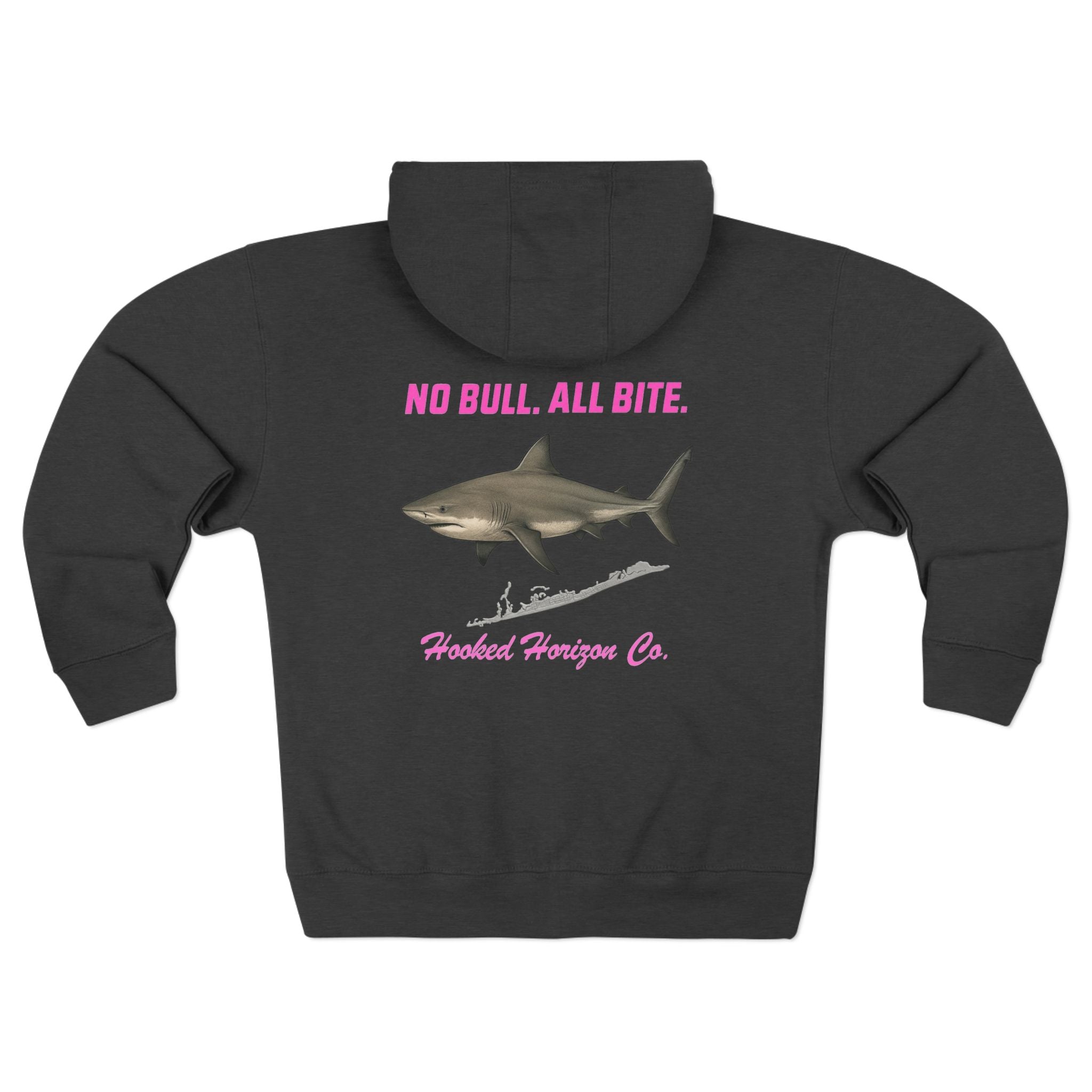 Siesta Key Bull Shark Tee Deep Drift Hooked Horizon C. No Bull All BiteUnisex Zip Hoodie for Ocean Lovers, Nautical Fashion, Cool Weather Gear, Everyday Comfort, Perfect Gift