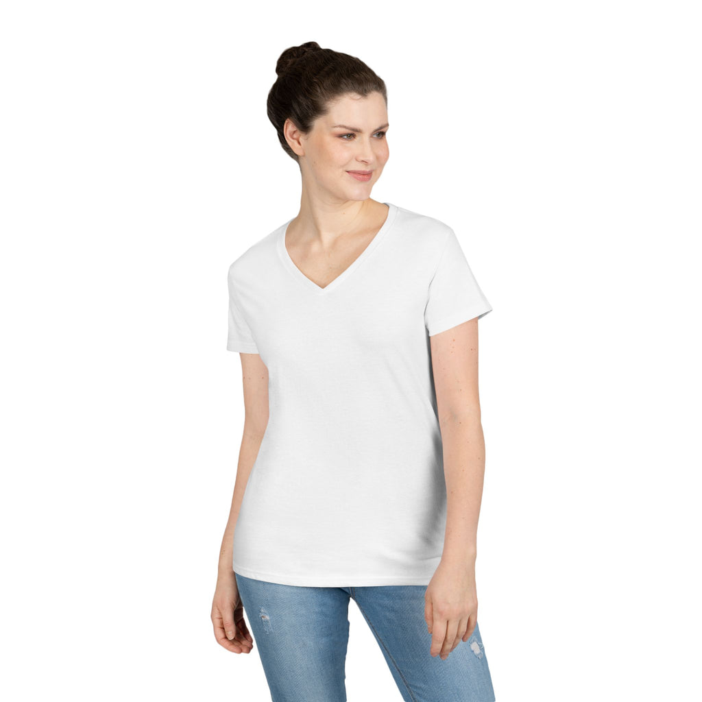 Deep Drift Women's V-Neck Tee - Turtle Pink Casual Style, Gift for Beach Lovers, Summer Wear, Travel Outfit, Comfortable Tee