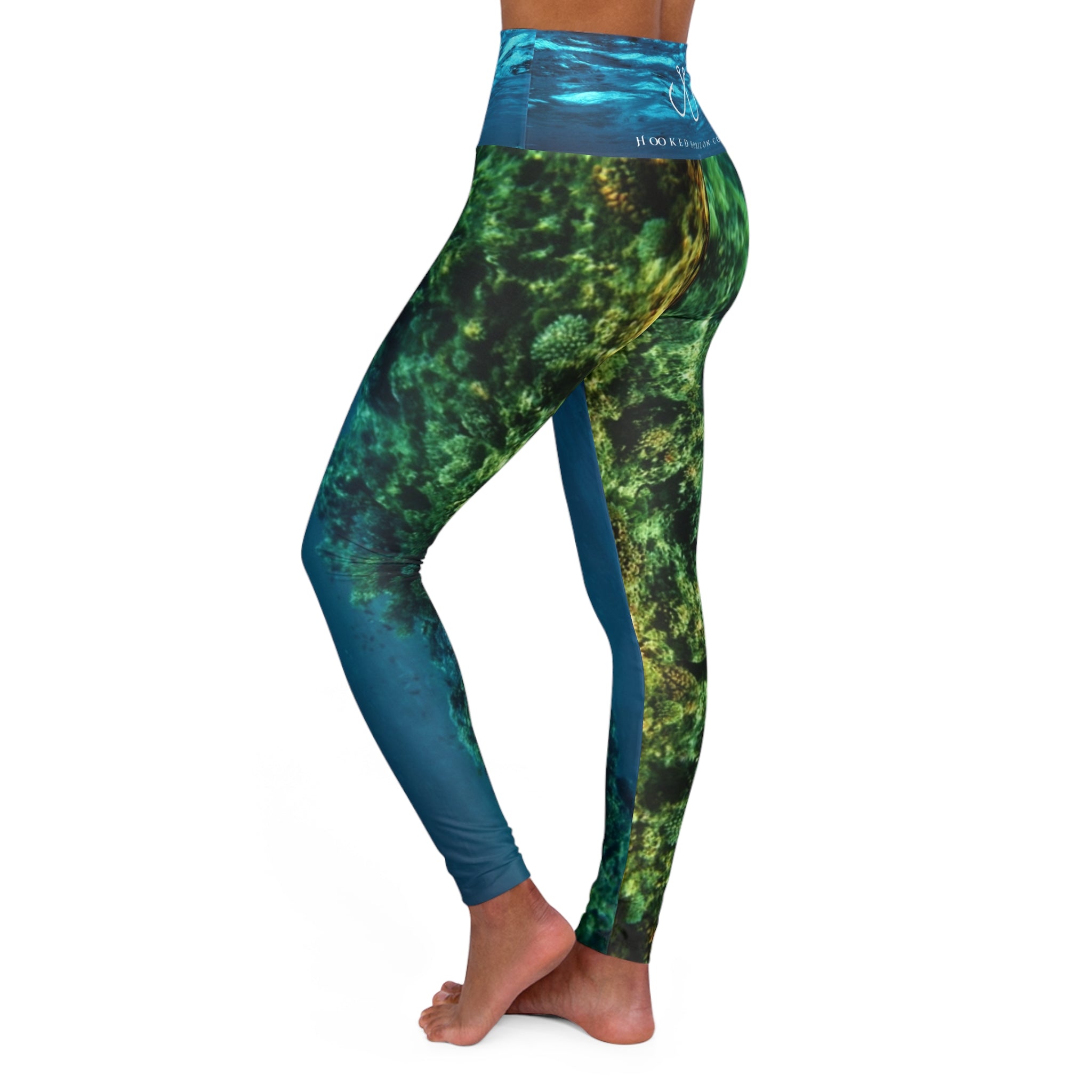Coral Reef High Waisted Yoga Leggings - Purple, Comfortable Activewear, Fitness Pants, Ideal for Gym, Yoga, and Weekend Brunch