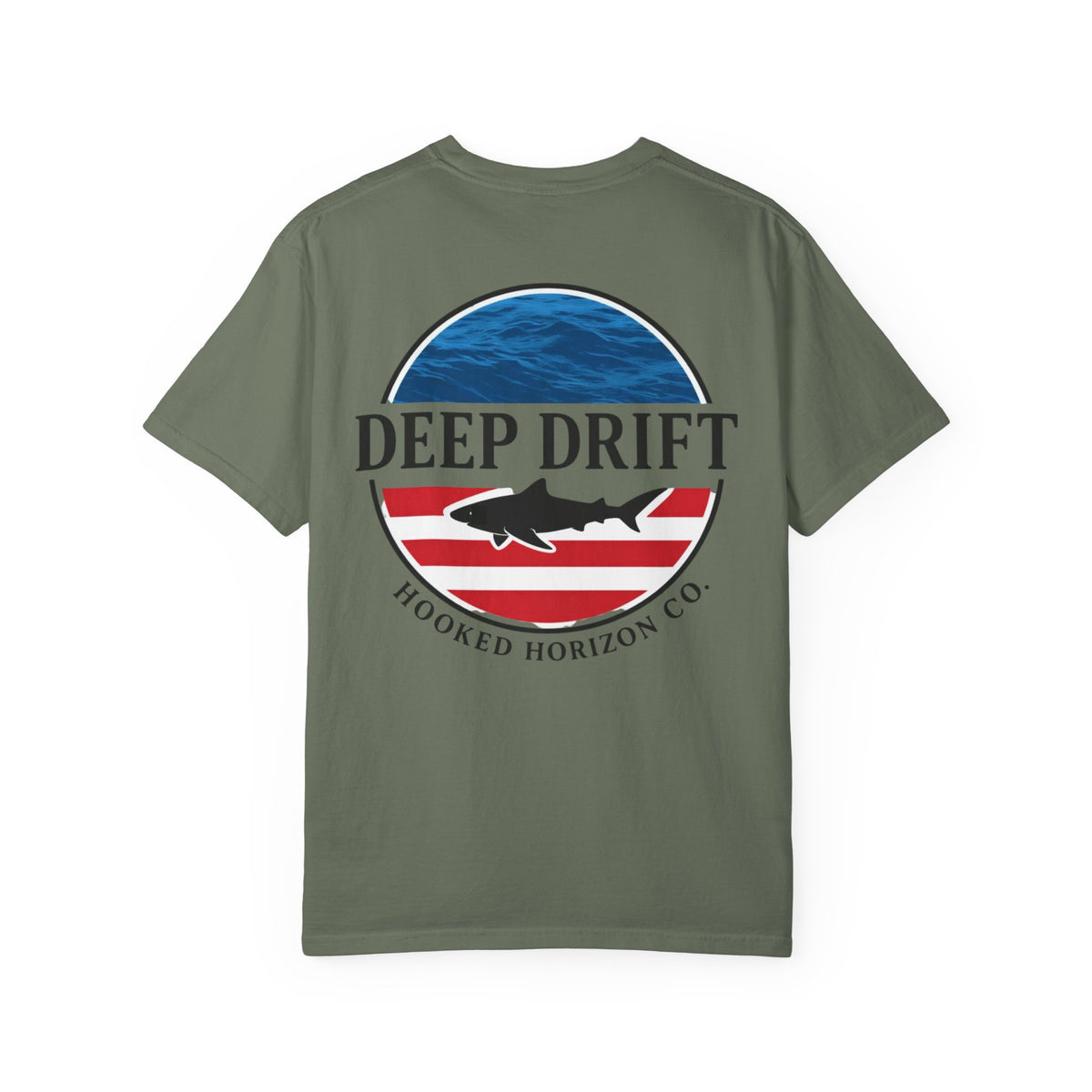 USA Deep Drift Fishing T-Shirt - RED, WHITE & BLUE Fishing Tee for Angler Lovers, Shark Lovers, Ocean Tee
