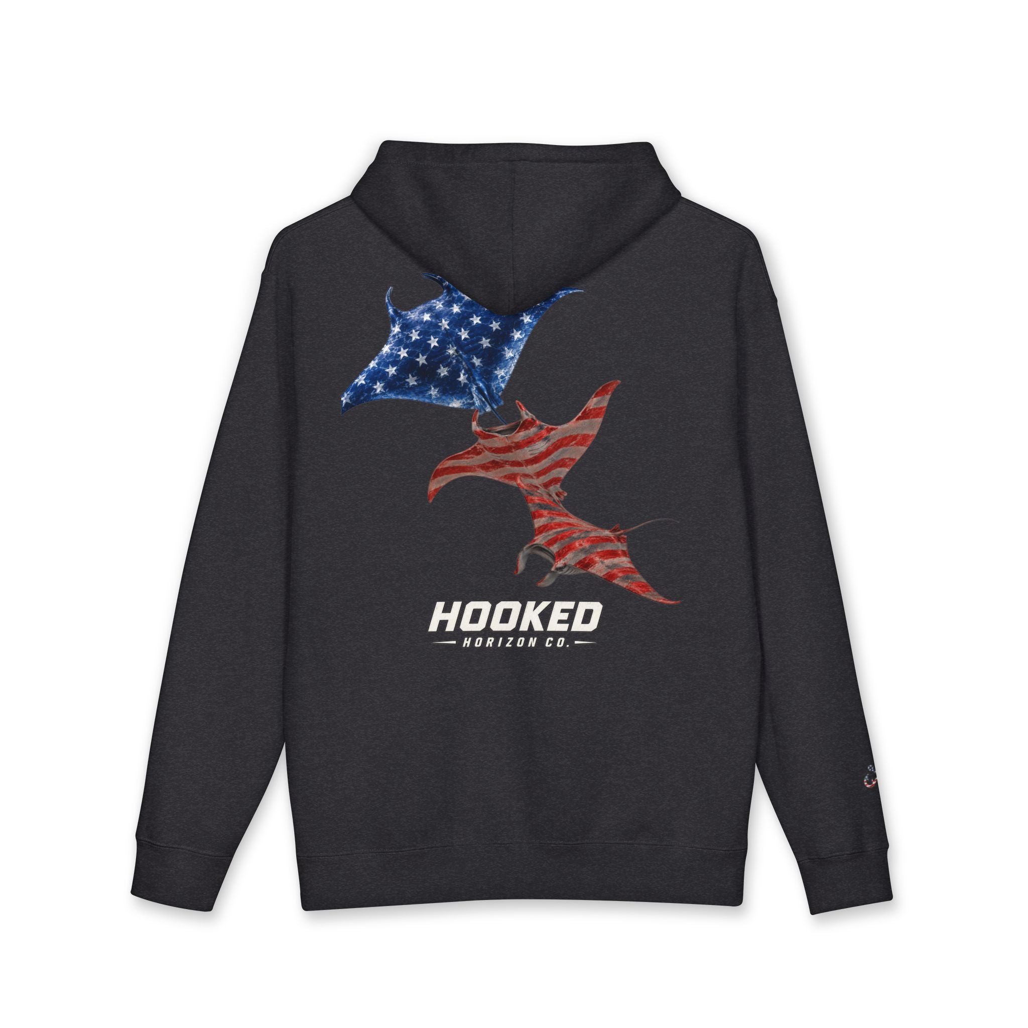 USA Manta Ray Hoodie Hooked Horizon Co. — Fishing Back Graphic Hoodie, Multiple Color Variations