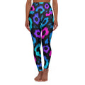 Flower Color Blast High Waisted Yoga Leggings - Purple, Comfortable Activewear, Fitness Pants, Ideal for Gym, Yoga, and Weekend Brunch