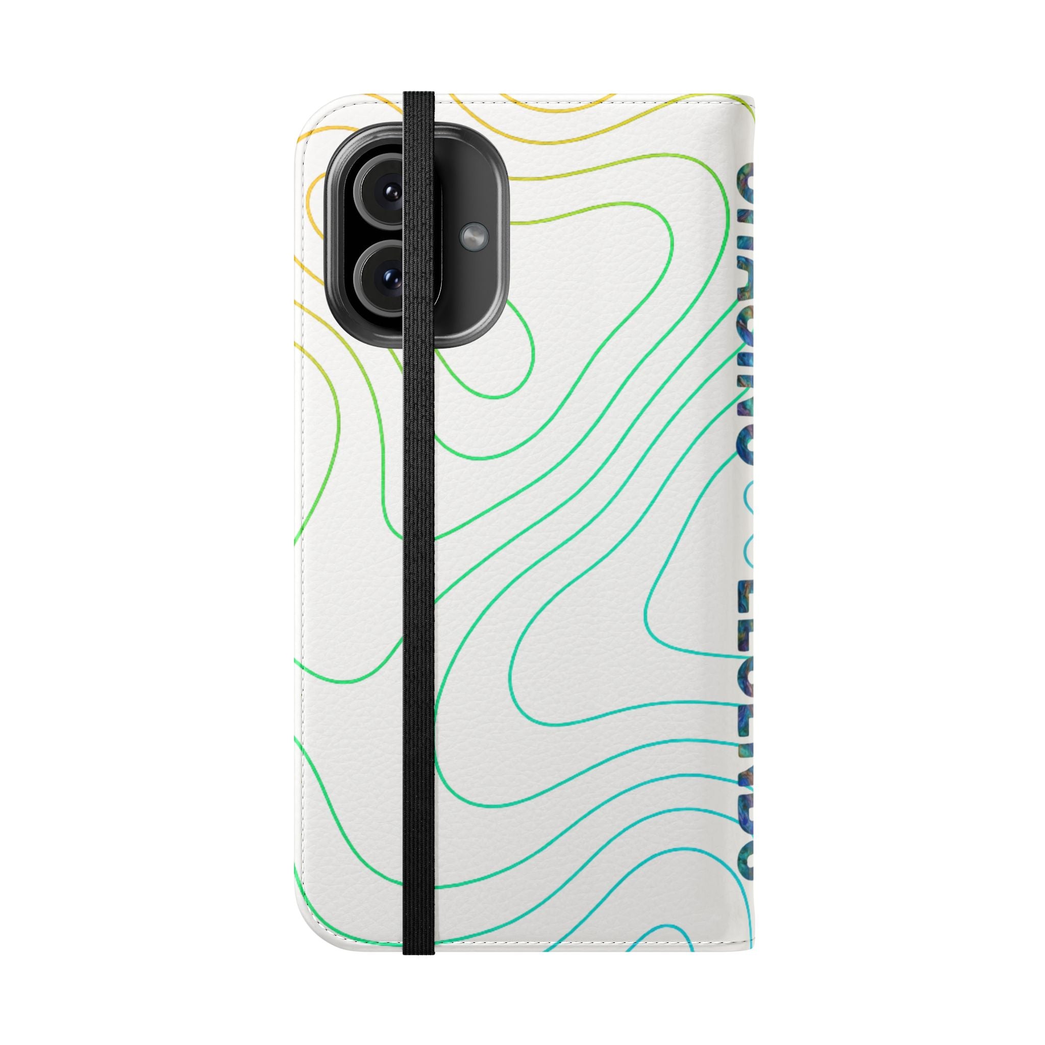 Ocean Topography Waves Flip Phone Case — Turquoise Water Pattern Wallet Cover