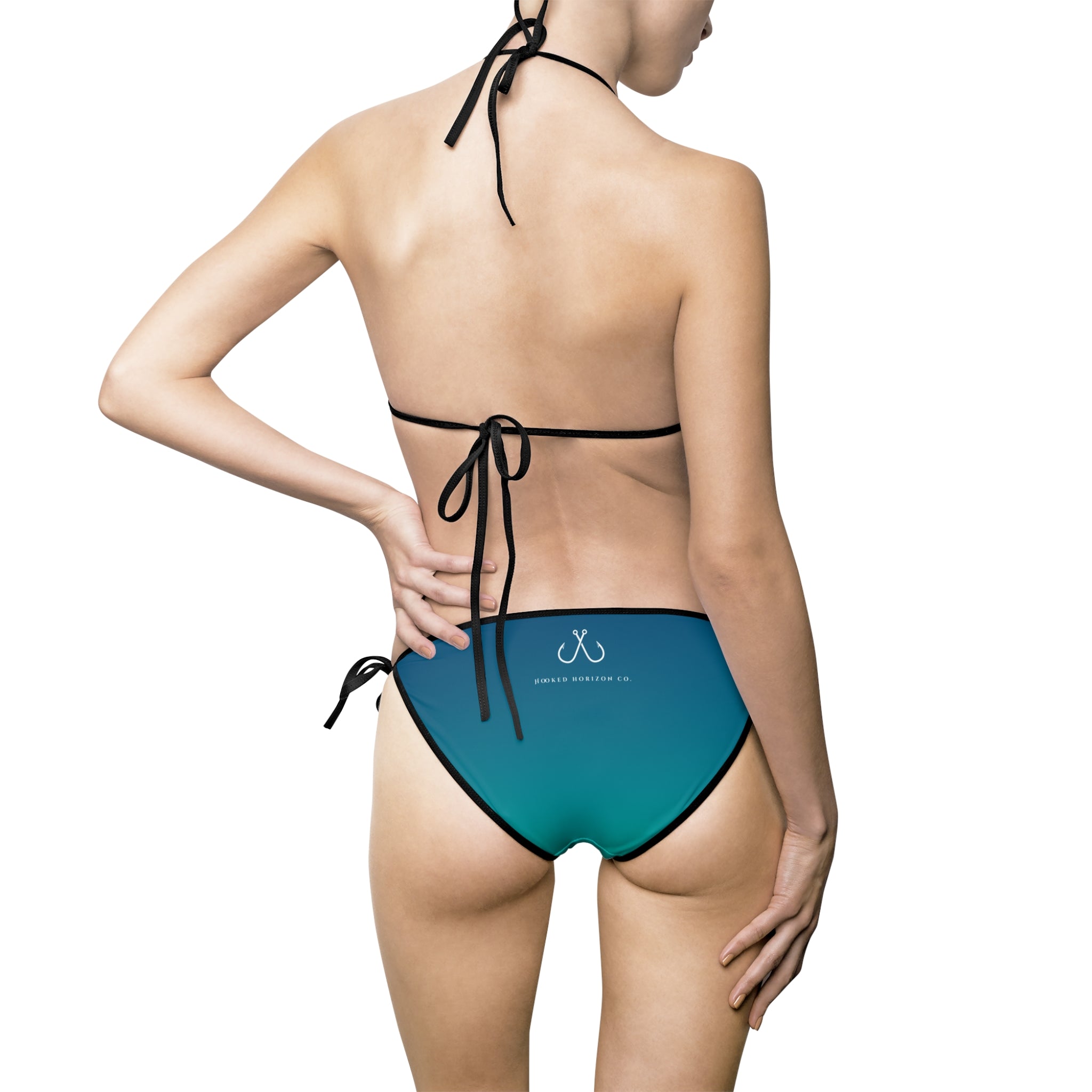 Blue To Sea Green Ombre Bikini –  Hooked Horizon Co. Swimsuit, Summer Beachwear, Swimwear for Vacations, Pool Parties, Tropical Getaways, Custom Strap Colors – Multiple Variations