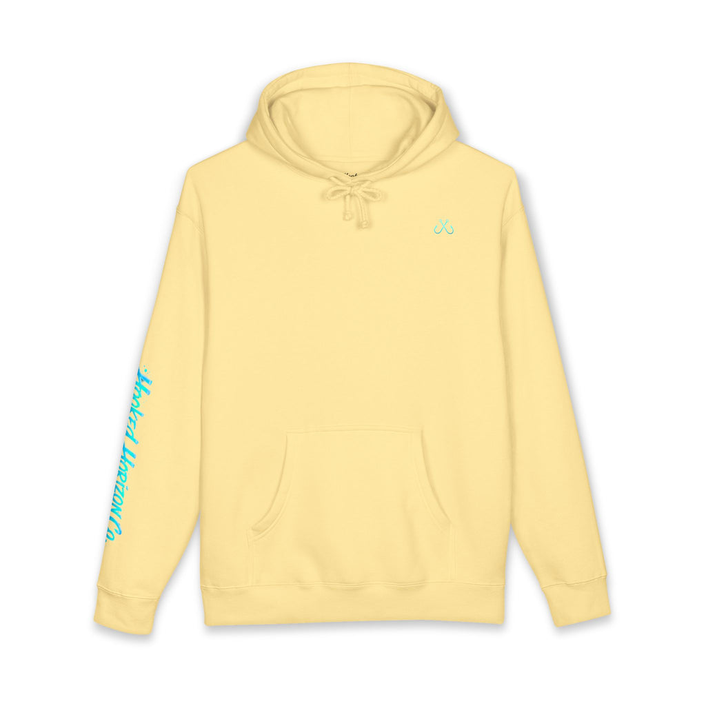 Sea Turtle & Sunset Hoodie Hooked Horizon Co. — Minimal Fishing Back Graphic Hoodie, Multiple Color Variations
