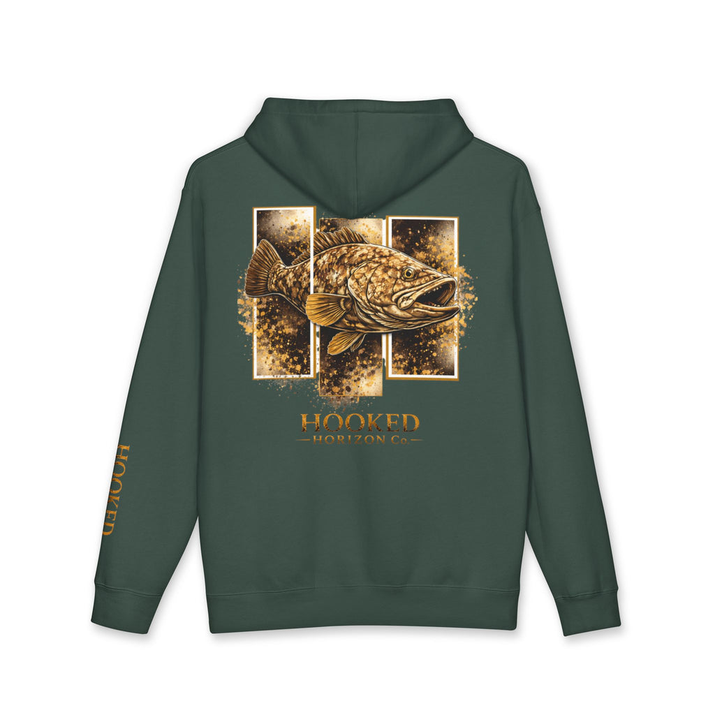 Grouper Hoodie Hooked Horizon Co. — Fishing Back Graphic Hoodie, Multiple Color Variations
