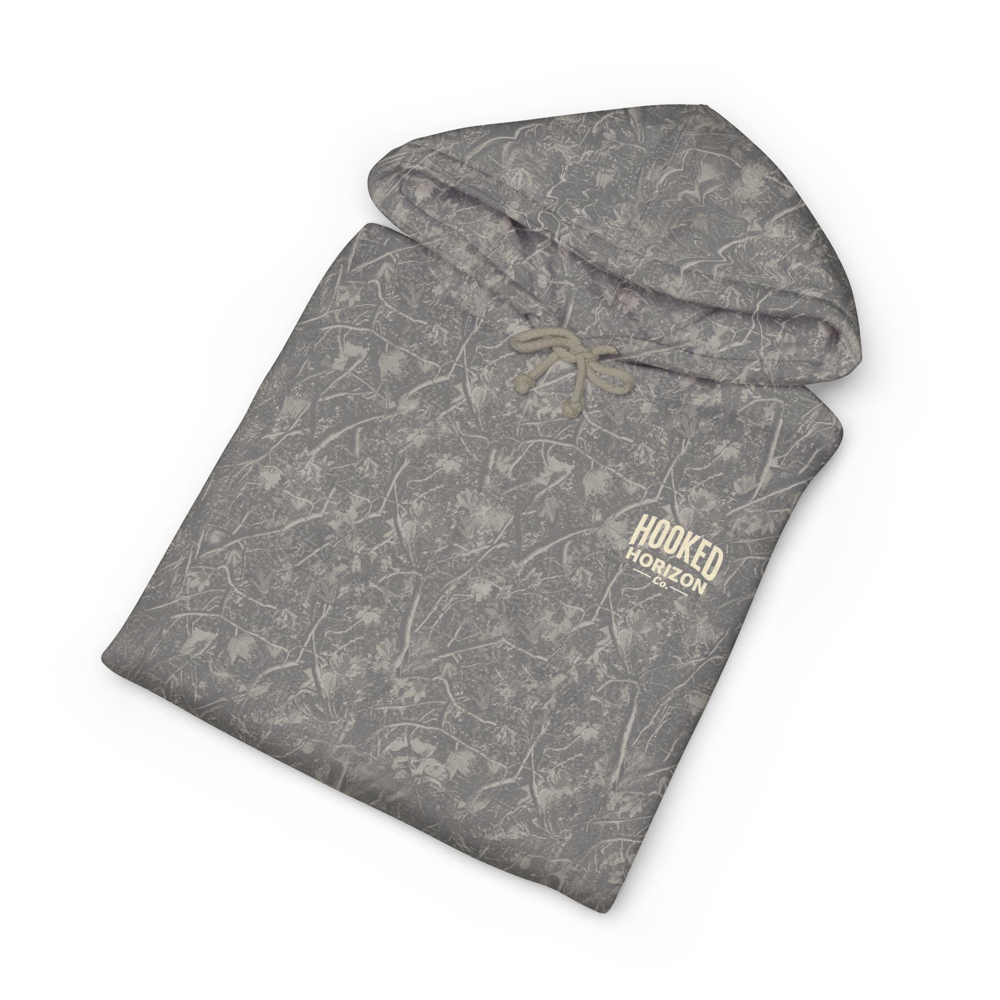Dog & Sunset Hoodie Hooked Horizon Co. — Minimal Fishing Back Graphic Hoodie, Multiple Color Variations