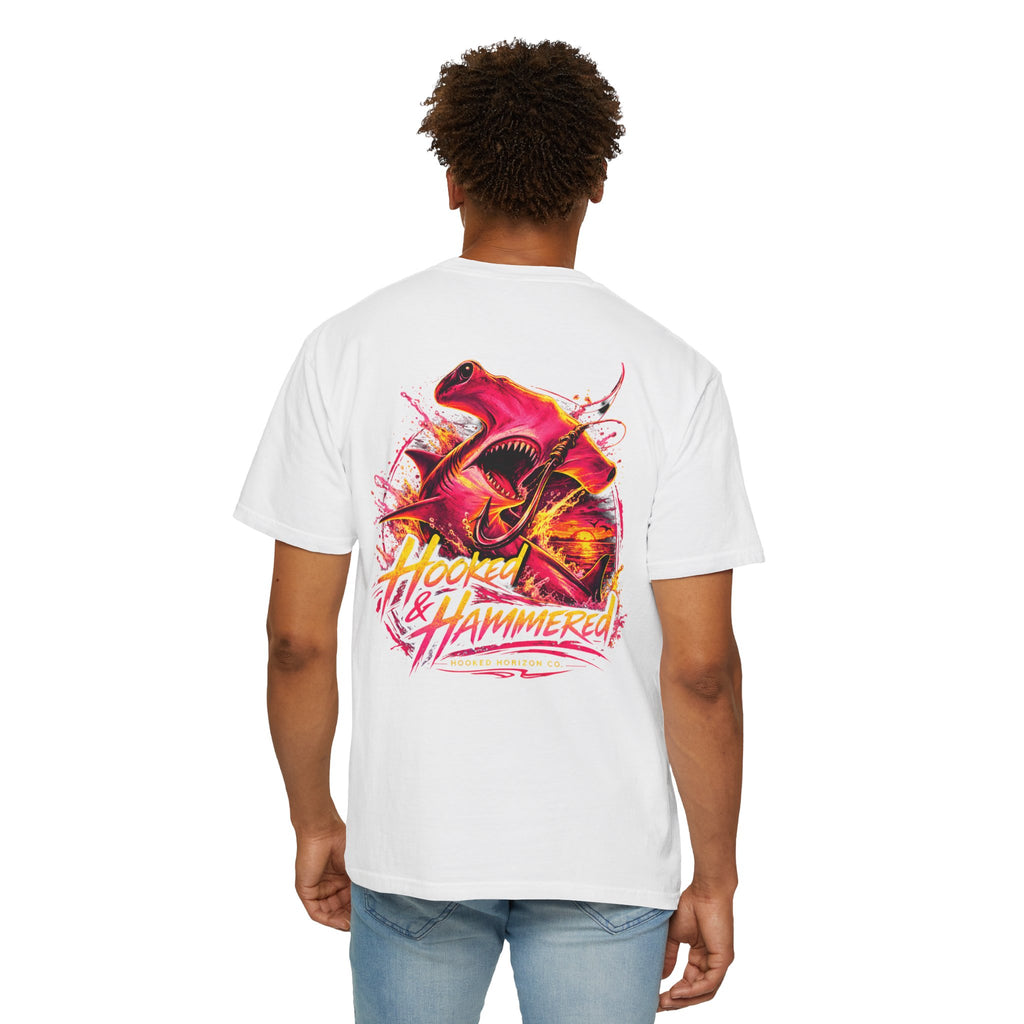 Hooked & Hammered Fishing T-shirt, Hooked Horizon Co, Angler Gifts, Shark Lovers