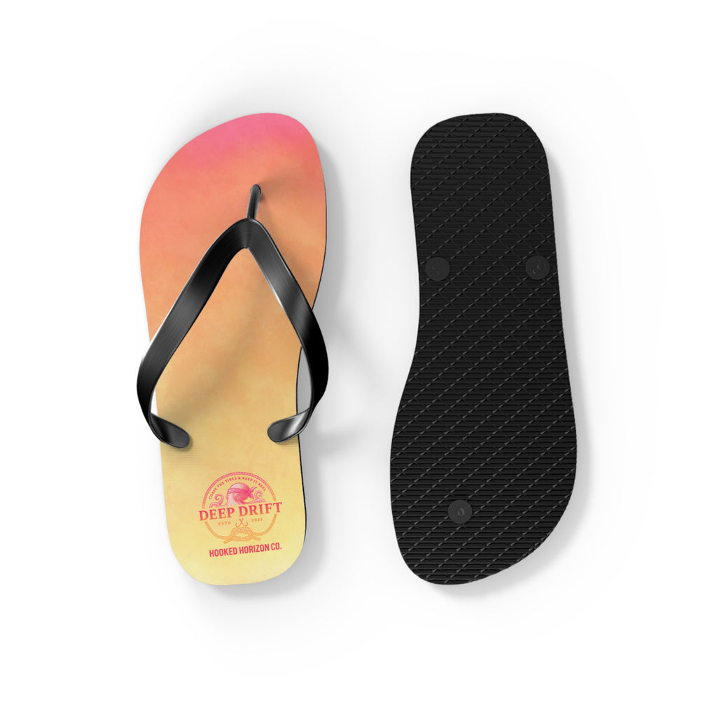 Pink Ombre Ocean-Inspired Flip Flops, Summer Sandals, Beach Footwear, Deep Drift, Vacation Essentials, Nautical Gift