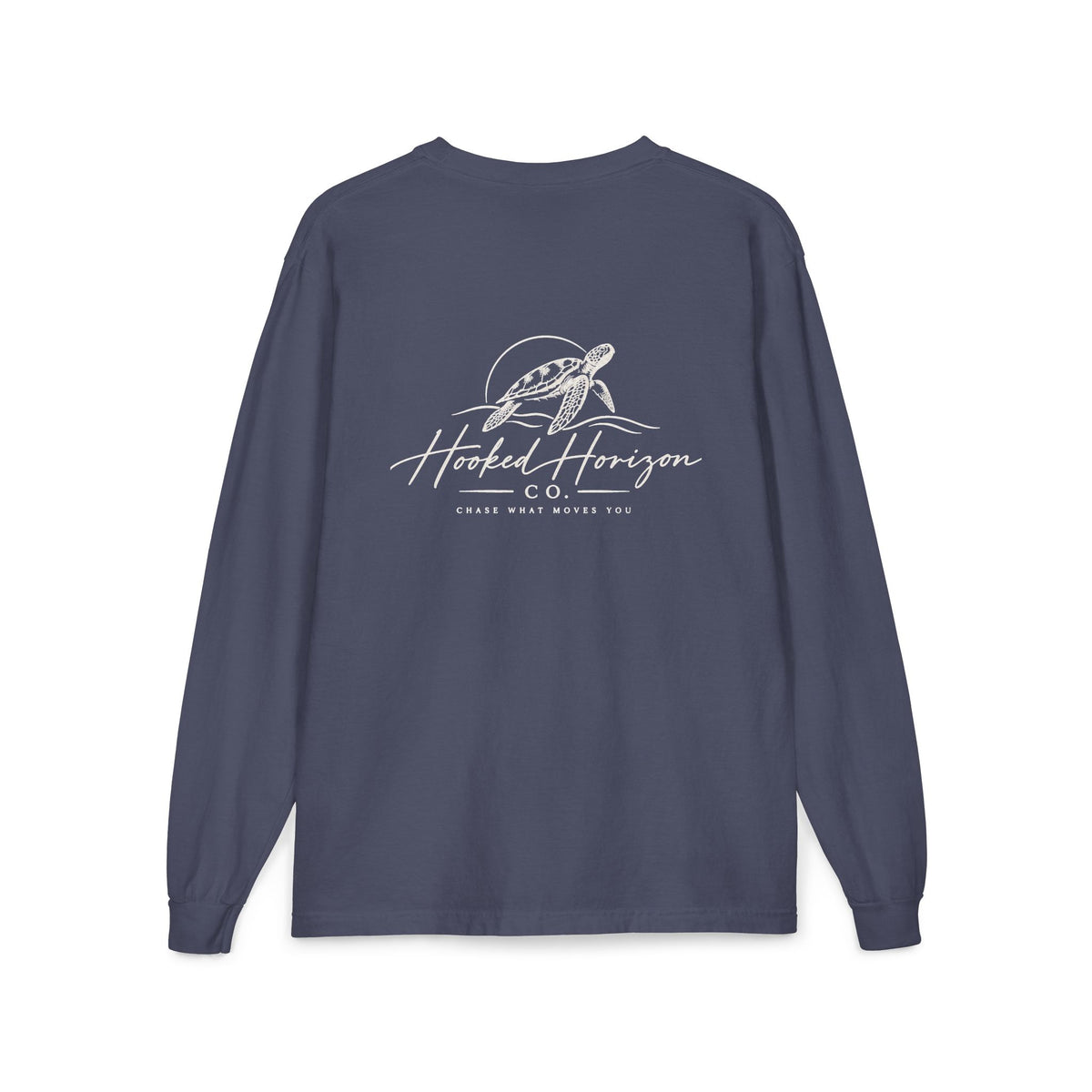 Turtle Hooked Horizon Co. – " Chase What Moves You "Unisex Long Sleeve Pocket T-Shirt