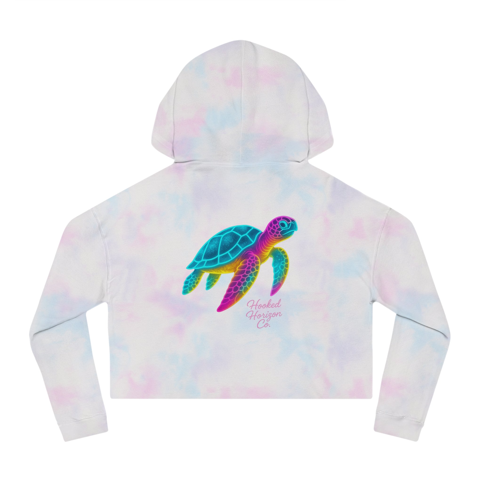 Sea Turtle Cropped Hoodie — "Deep Drift" Hooked Horizon Co. Fishing Graphic