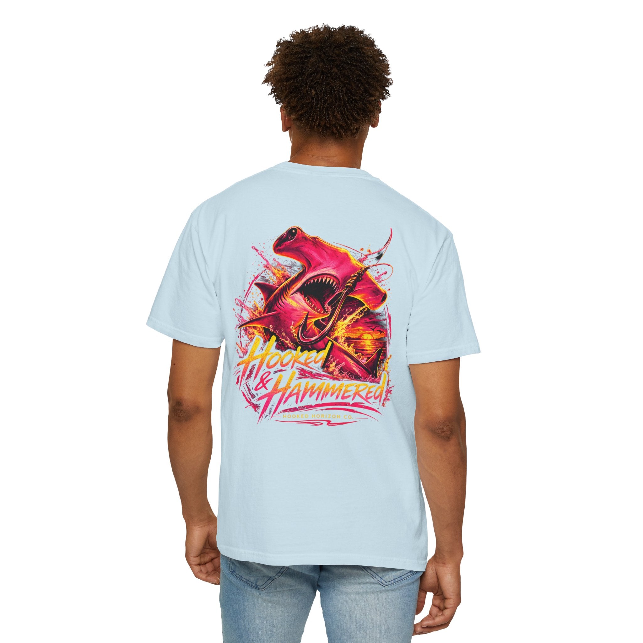 Hooked & Hammered Fishing T-shirt, Hooked Horizon Co, Angler Gifts, Shark Lovers
