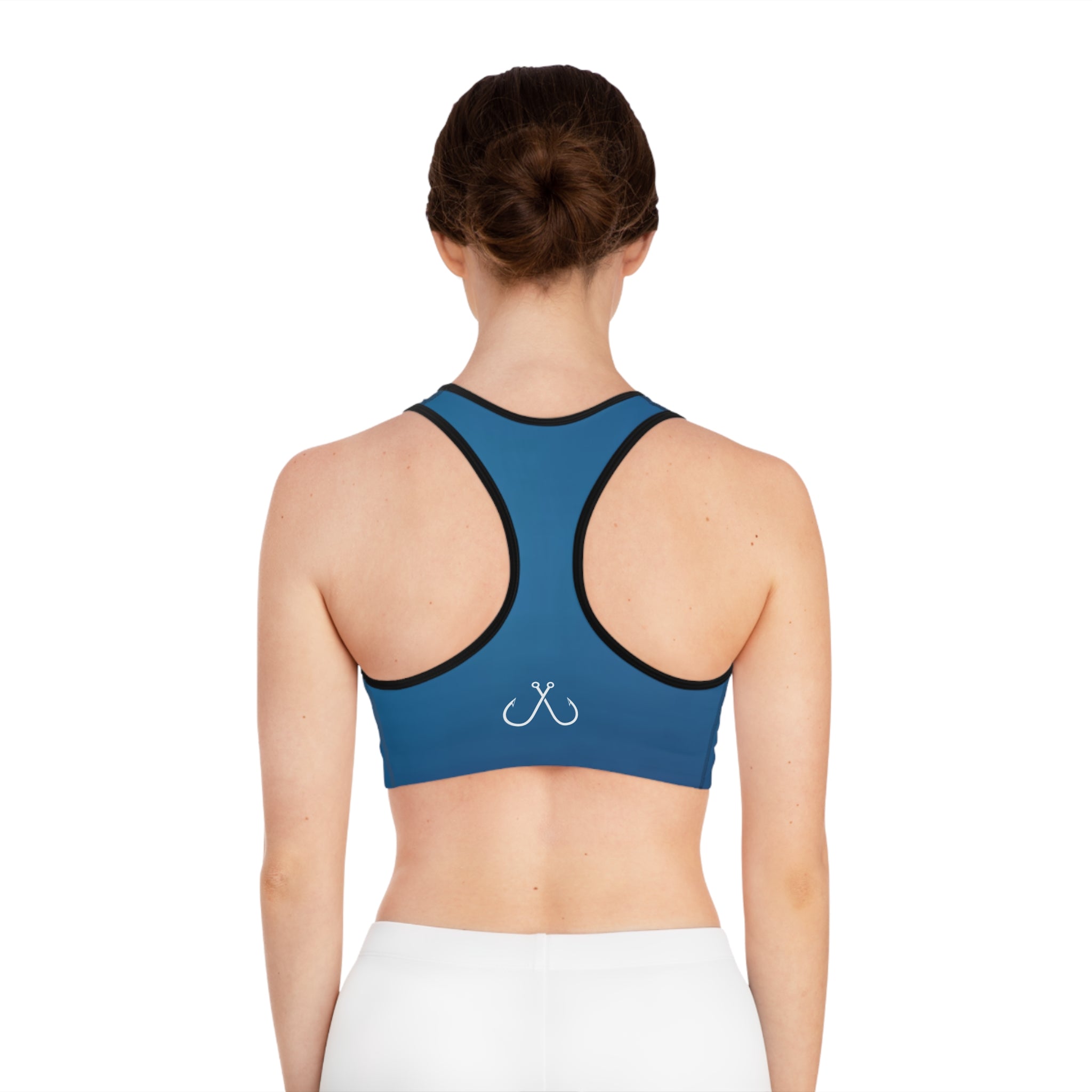 Ocean Blue Deep Drift Hooked Horizon Co. Stylish Sports Bra for Active Women, Workout Top, Gym Essential, Fitness Apparel, Athleisure Wear, Yoga Gear