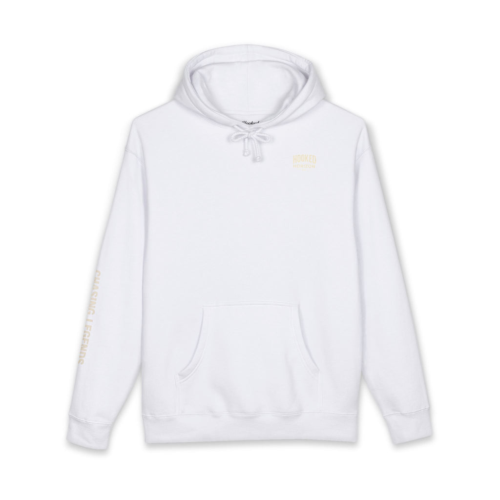 Seagull & Red Sunset Hoodie Hooked Horizon Co. — Minimal Fishing Back Graphic Hoodie, Multiple Color Variations