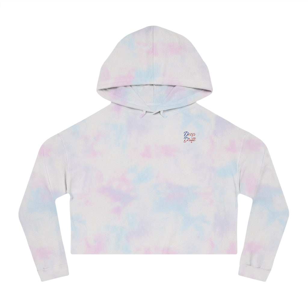 USA Cropped Hoodie - "Deep Drift" Fishing Logo Cropped Hooded Sweatshirt