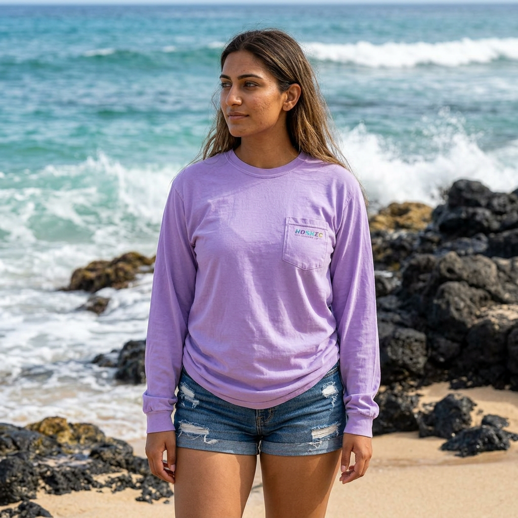 Blue & Gold Hooked Horizon Co.  Classic Logo Unisex Long Sleeve Pocket T-Shirt