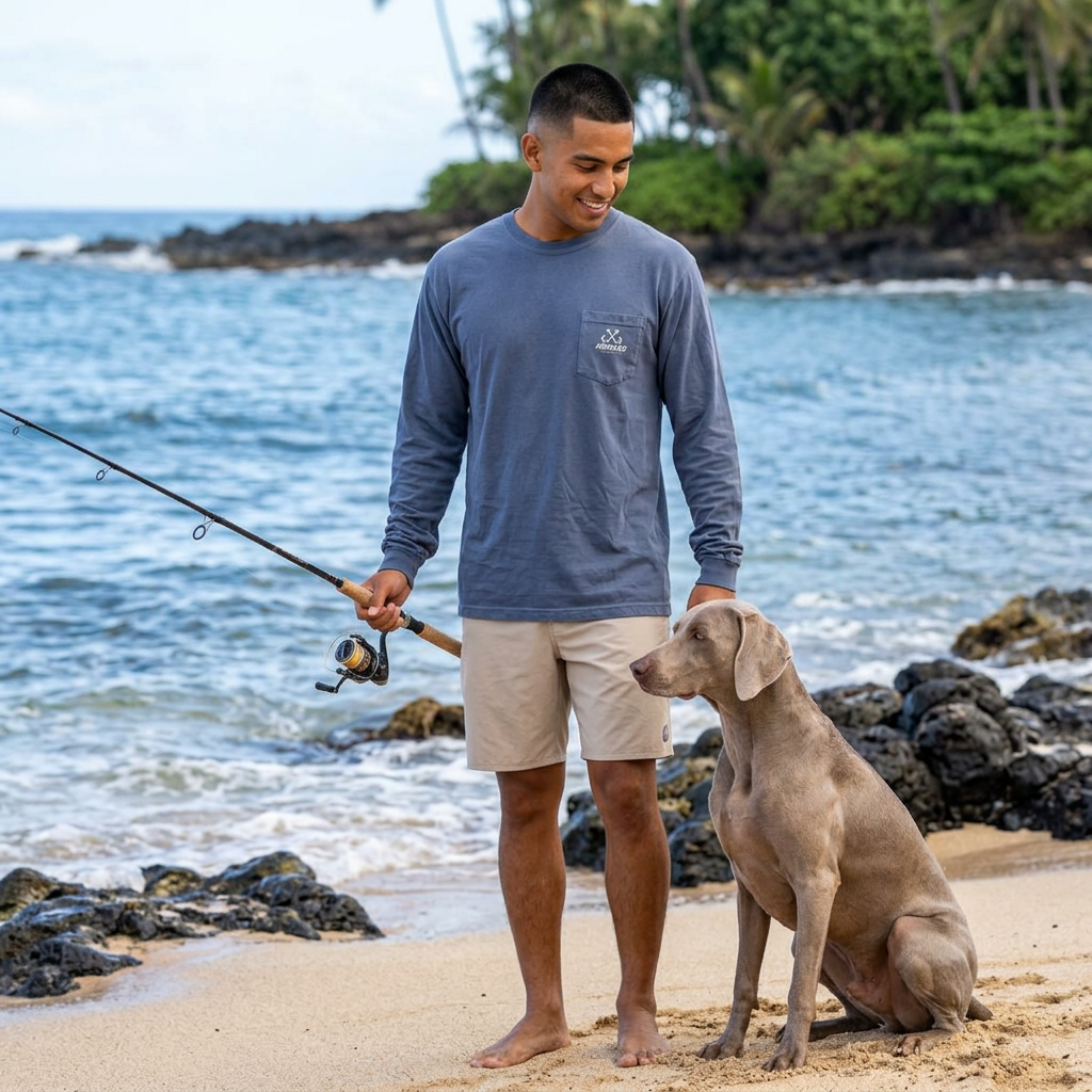 USA Shark Hooked Horizon Co.  Classic Logo Unisex Long Sleeve Pocket T-Shirt