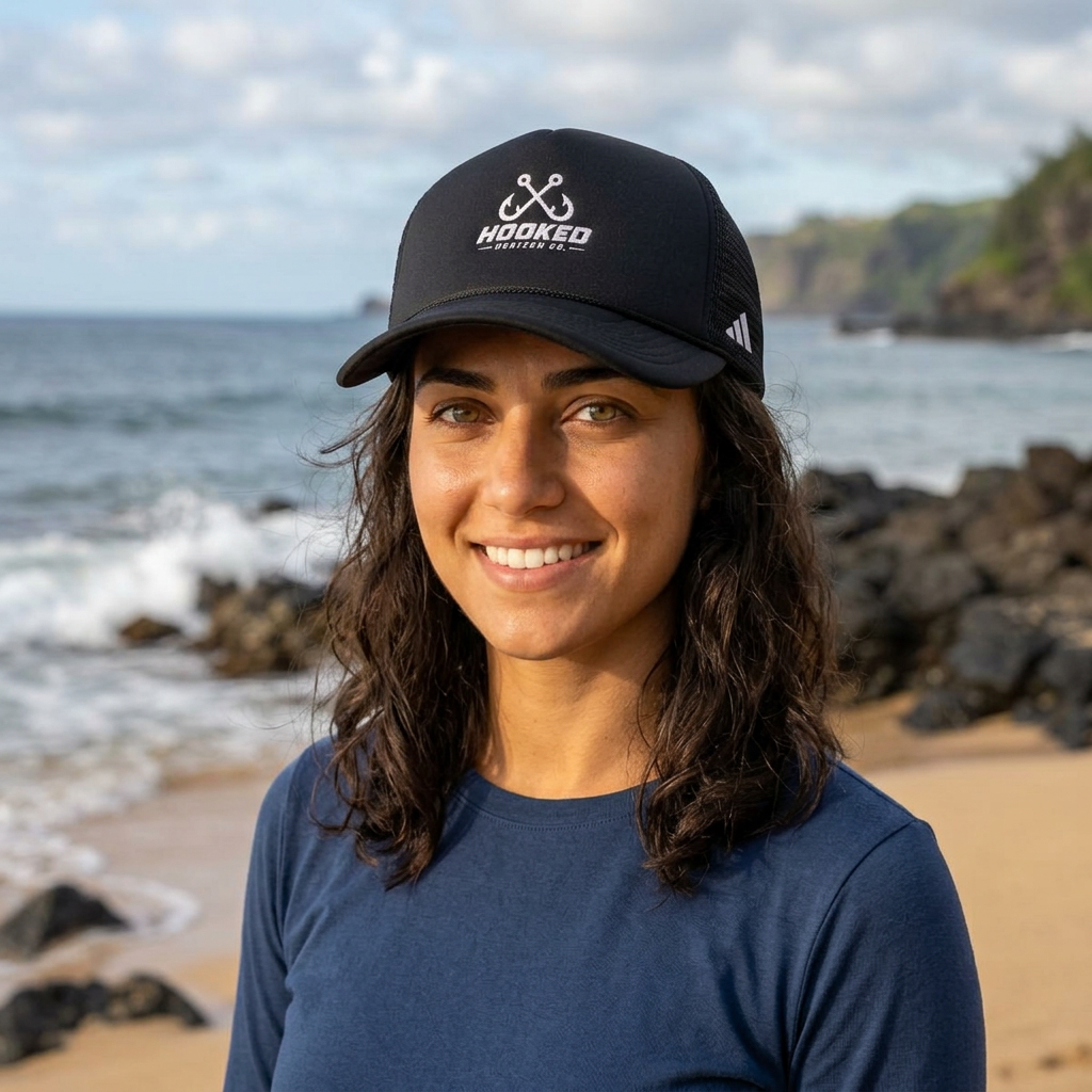 Classic Trucker Cap — "Hooked HorizonCo. " Fishing Logo Mesh Hat