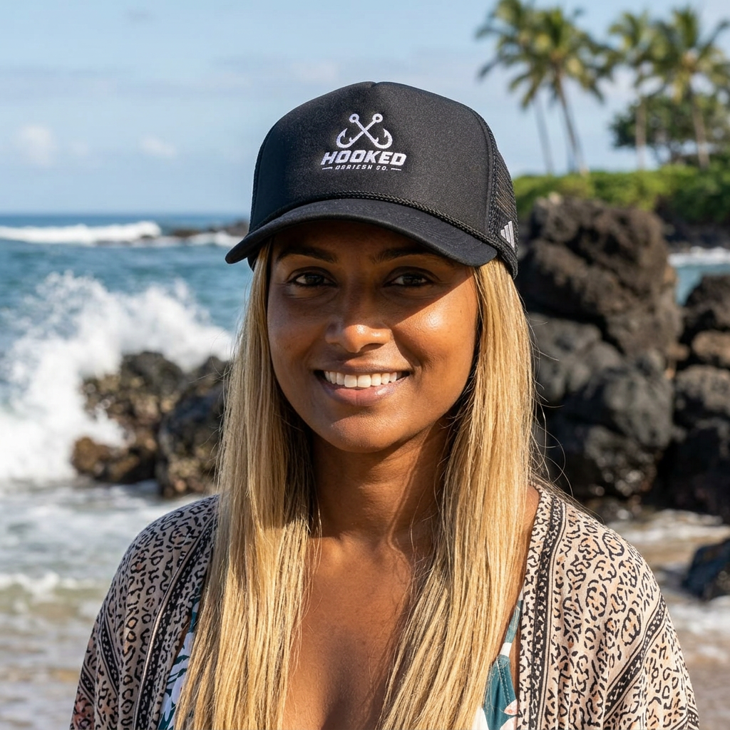 Classic Trucker Cap — "Hooked HorizonCo. " Fishing Logo Mesh Hat