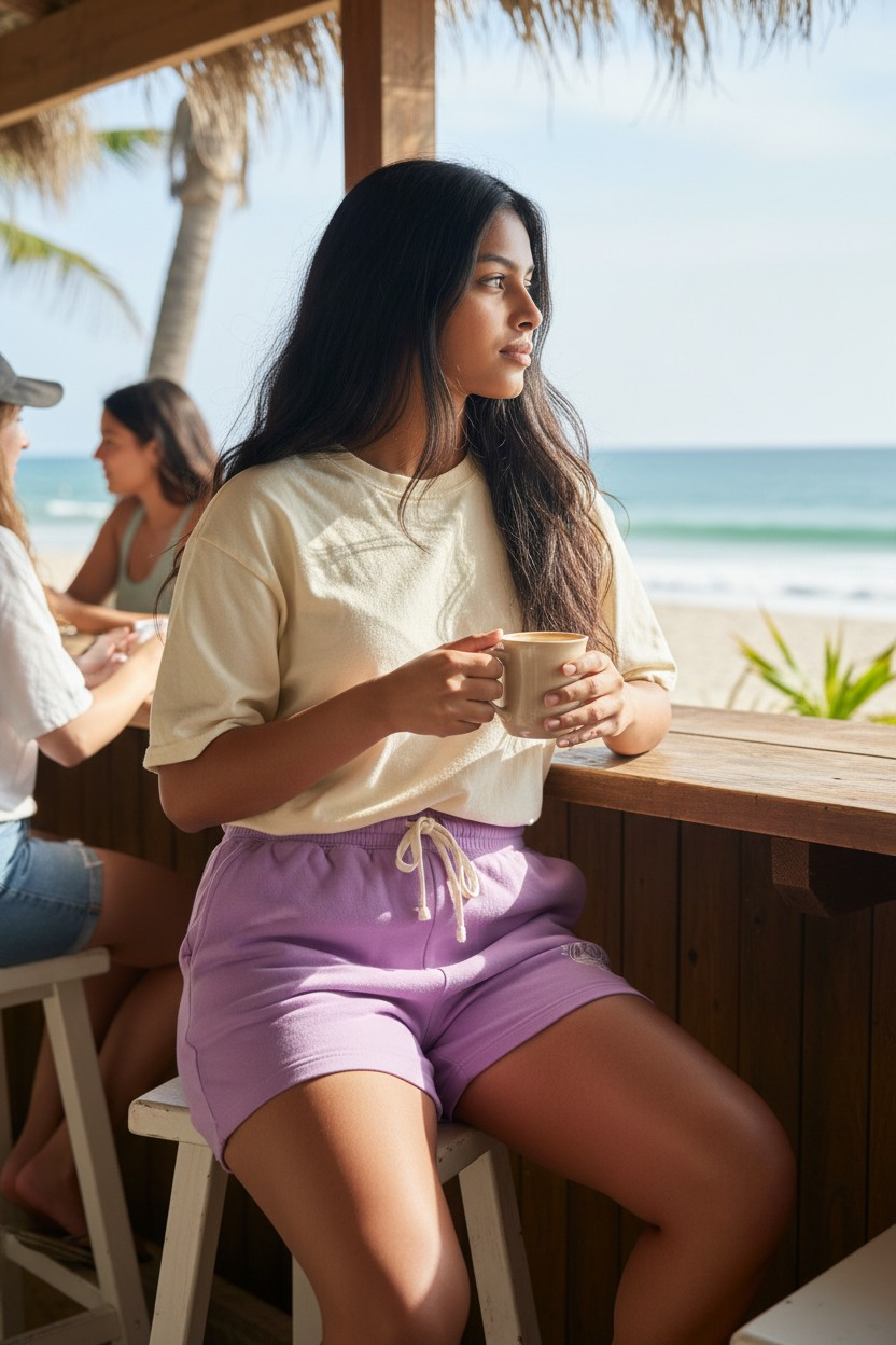 Hooked Horizon Co.  80s Inspired Fleece Sweat Shorts — Lightweight Garment-Dyed Lounge Shorts