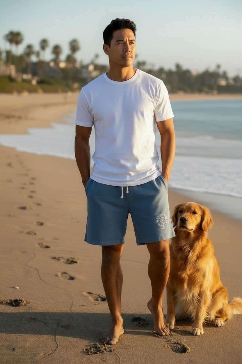 Hooked Horizon Co.  80s Inspired Fleece Sweat Shorts — Lightweight Garment-Dyed Lounge Shorts
