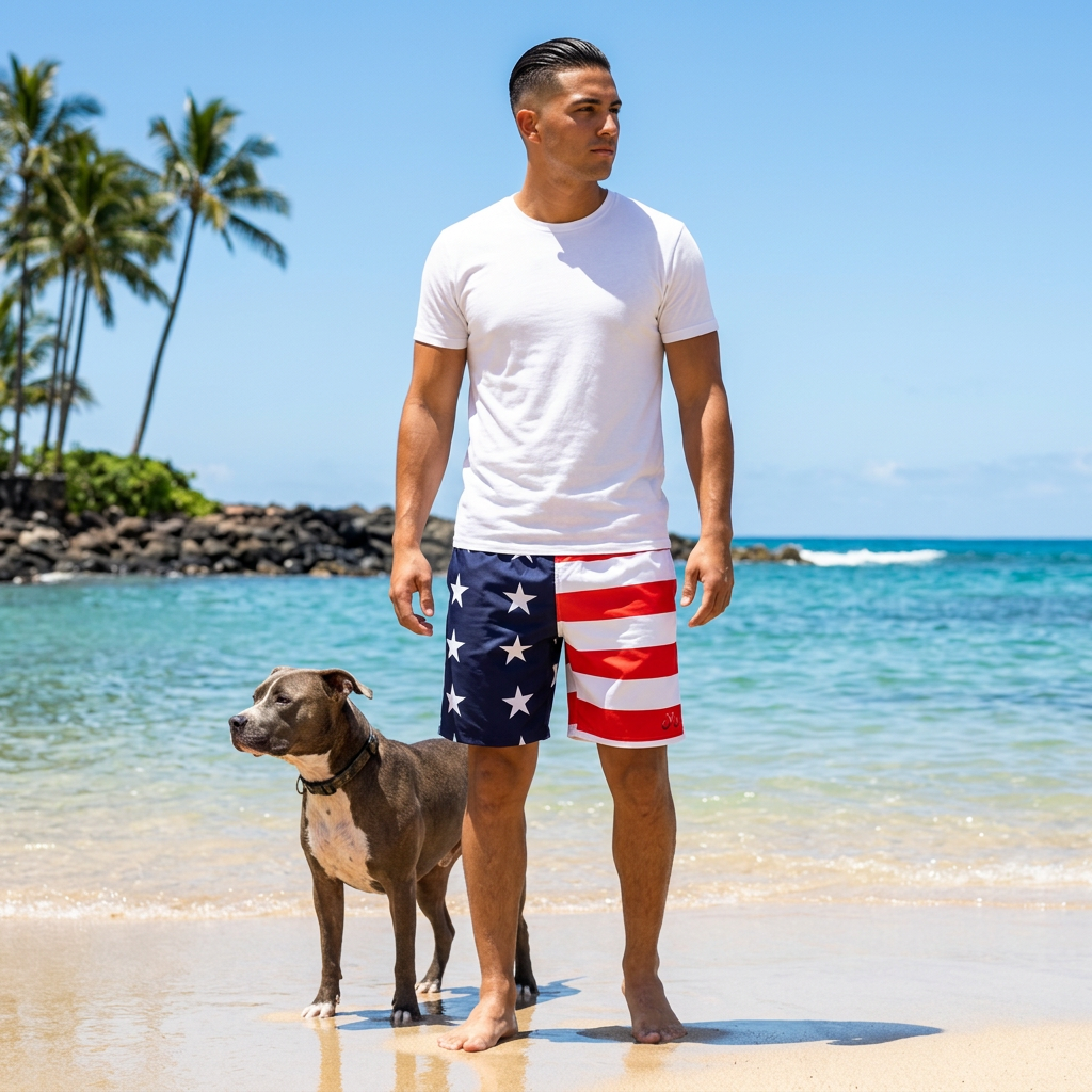 USA Hooked Horizon Co. Board Shorts, Swimwear for Beach Days, Summer Vacations, Pool Parties, Surfing Attire, Water Sports