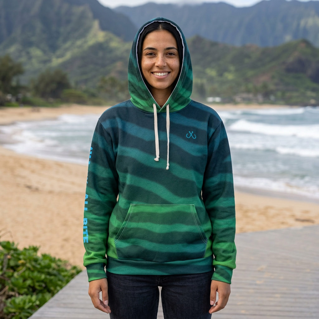 Emerald Green Tiger Shark Hoodie — Neon Ombre Pullover