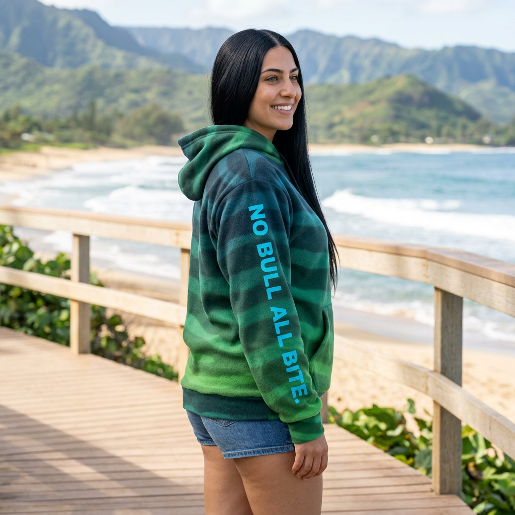 Emerald Green Tiger Shark Hoodie — Neon Ombre Pullover