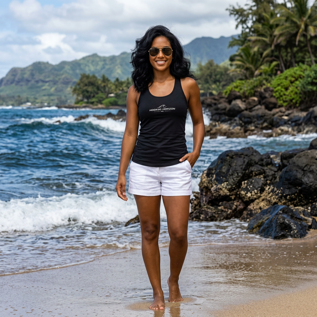 Hooked Horizon Co. Commerical Logo — Soft Women's Ideal Racerback Tank
