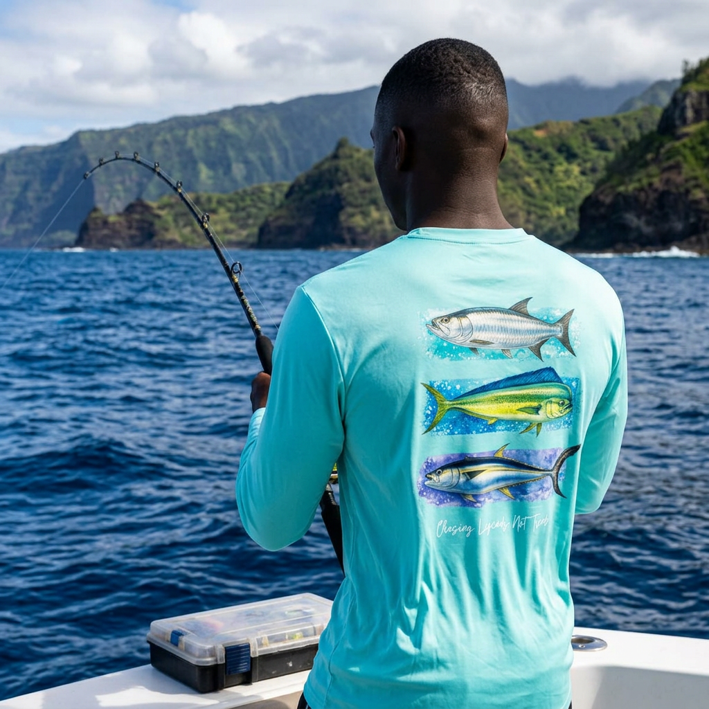 Chasing Legends Tarpon, Mahi Mahi, TunaSaltwater Fish Long Sleeve Tee — Hooked Horizon Co. Graphic Shirt